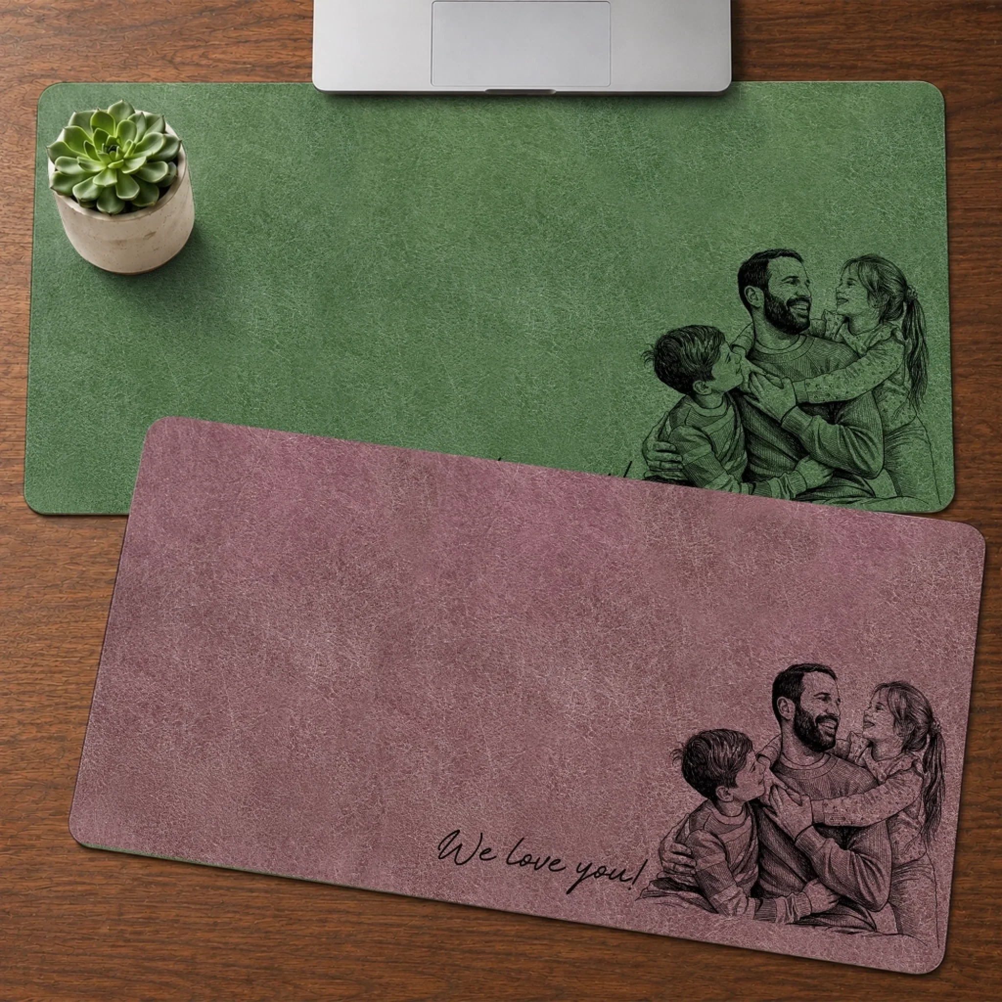 Custom Photo Desk Mat - Personalized Father's Day Birthday Gifts For Dad, Grandpa - Forever Thankful For A Dad Like You