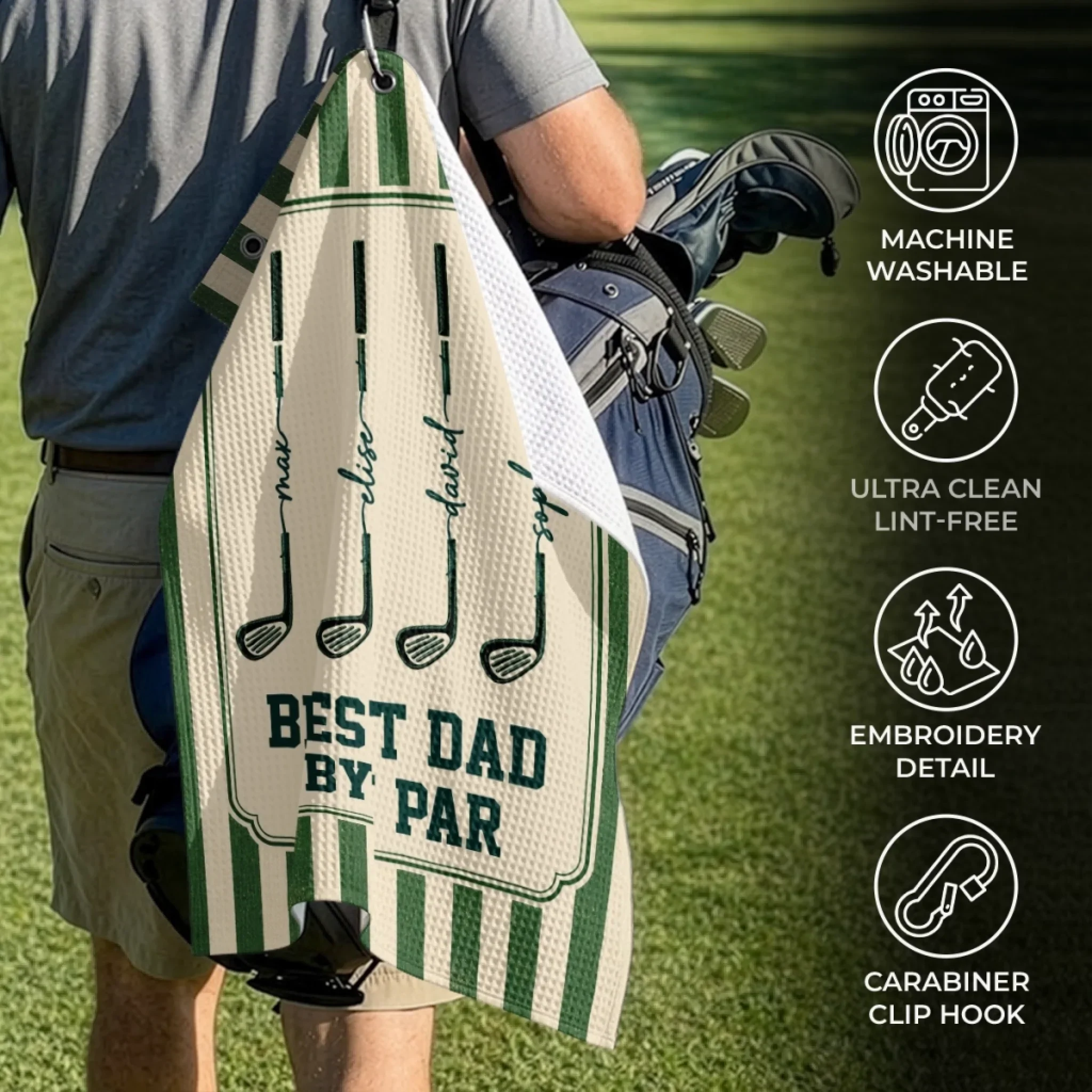 Custom Golf Towel - Personalized Father's Day Birthday Golf Gifts For Dad, Grandpa - Keep Calm & Golf On