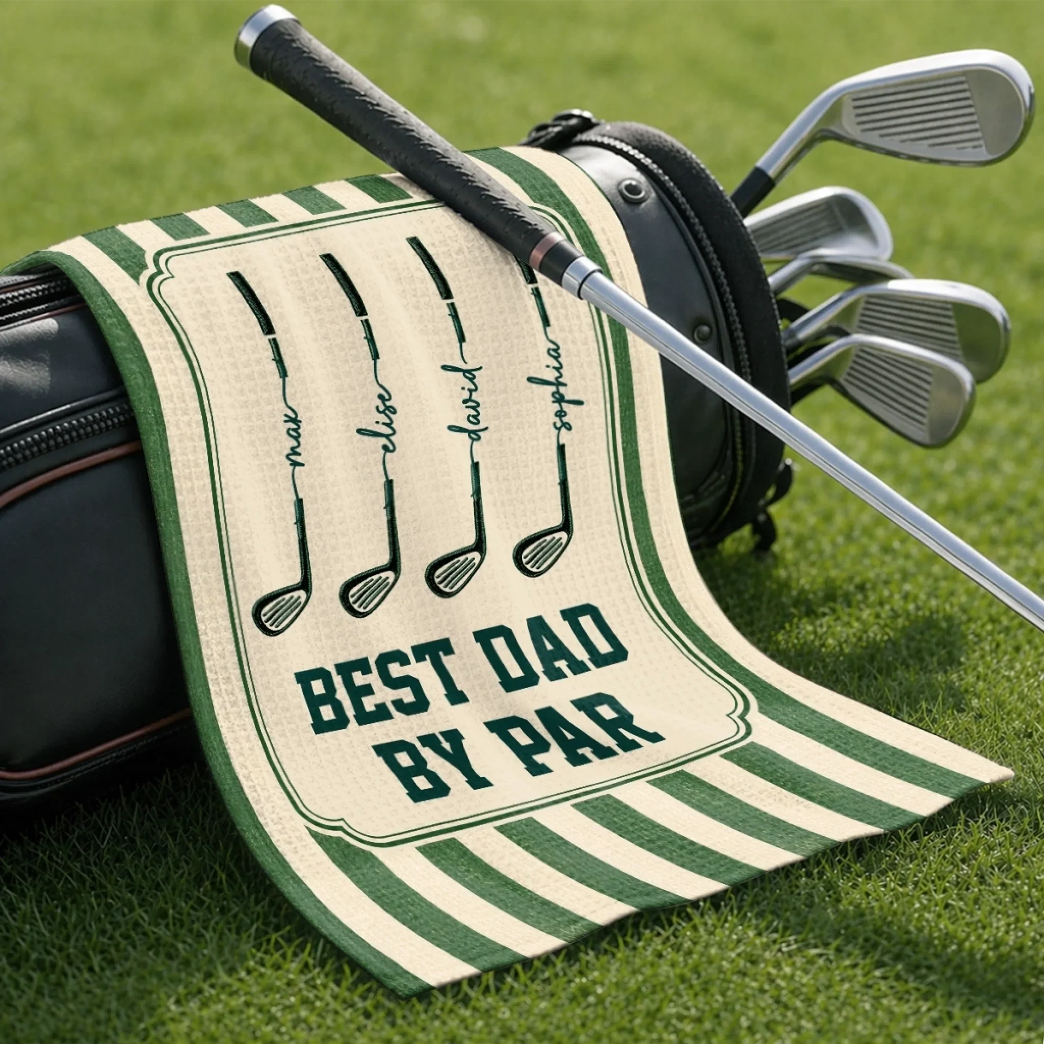 Custom Golf Towel - Personalized Father's Day Birthday Golf Gifts For Dad, Grandpa - Keep Calm & Golf On