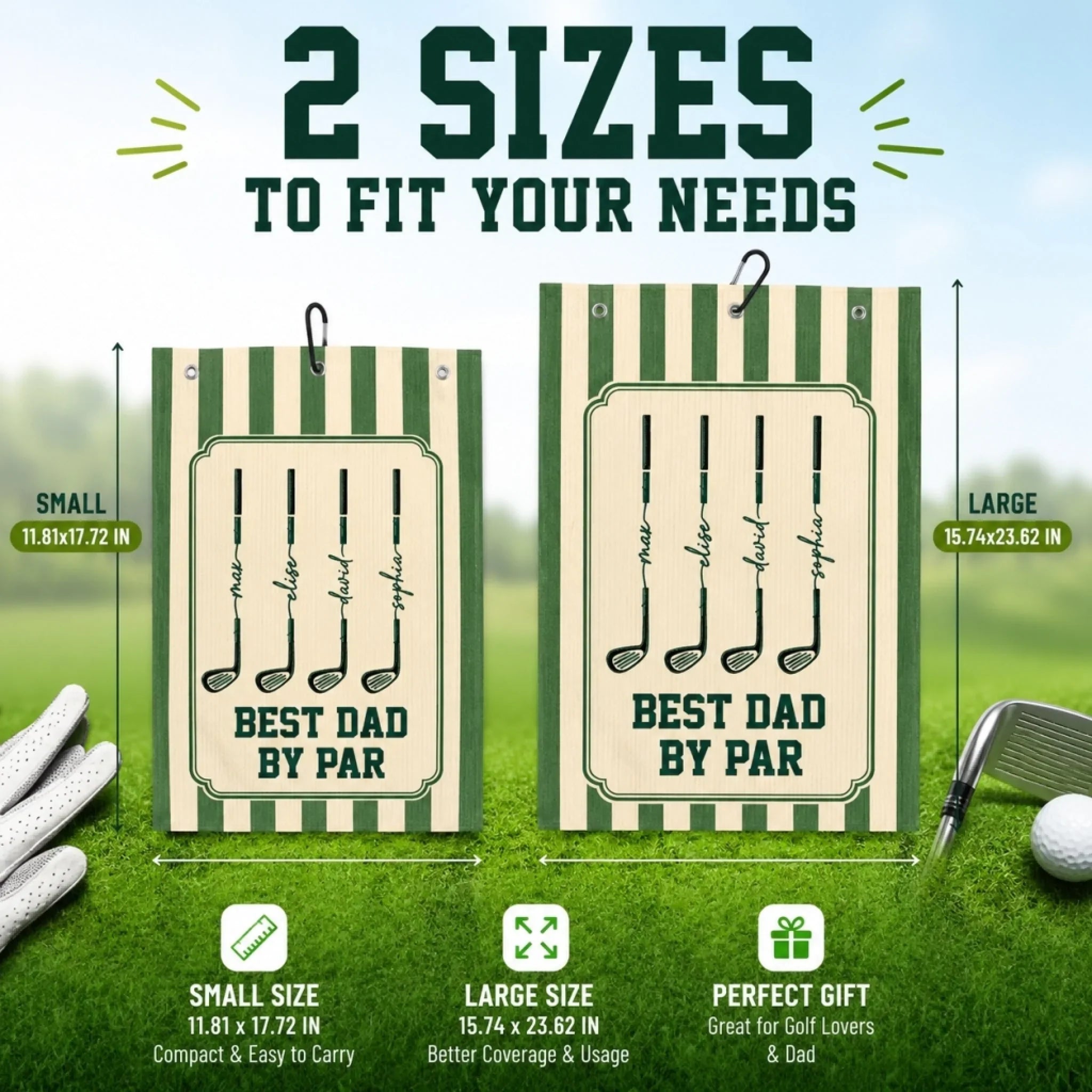 Custom Golf Towel - Personalized Father's Day Birthday Golf Gifts For Dad, Grandpa - Keep Calm & Golf On