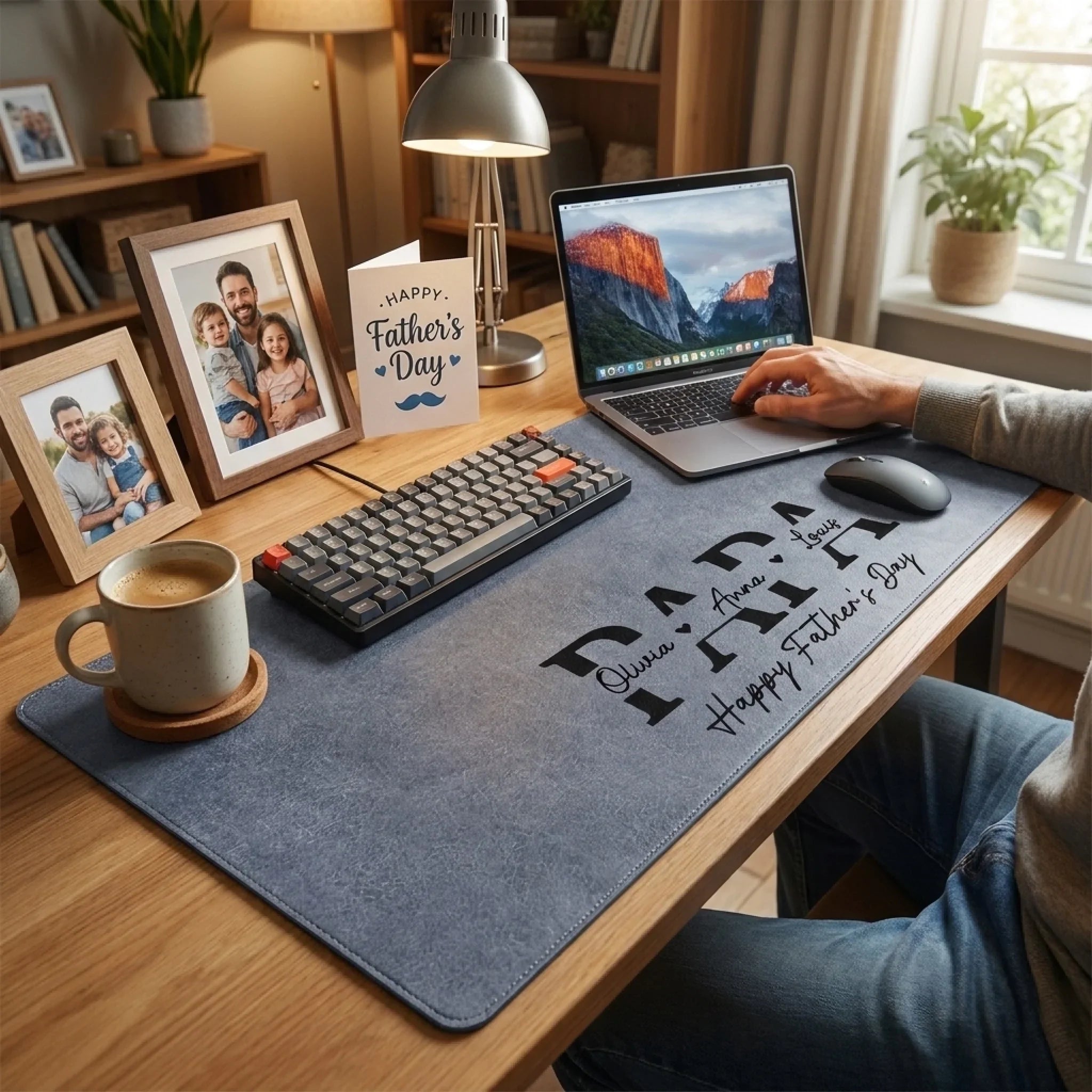 Custom Desk Mat -  Personalized Father's Day Birthday Gifts For Dad, Grandpa - Dad Mode Always Active