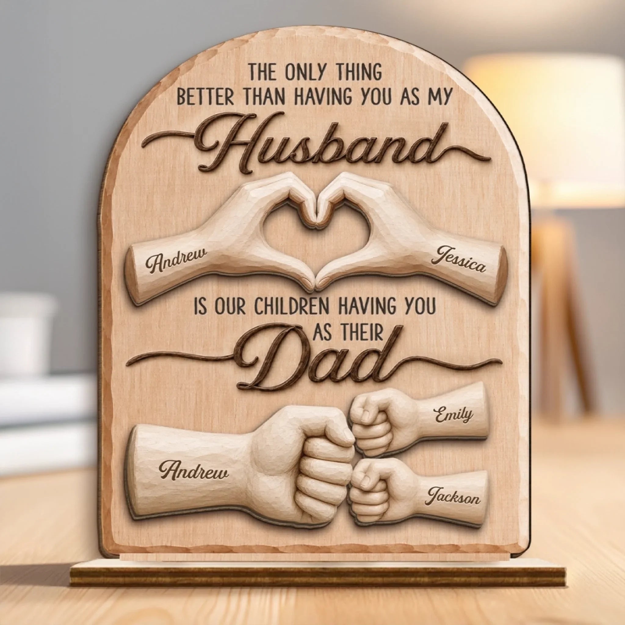 Custom 2-Layered Wooden Plaque - Personalized Father's Day Birthday Gifts For Dad, Grandpa, Husband - Home Feels Better With Dad
