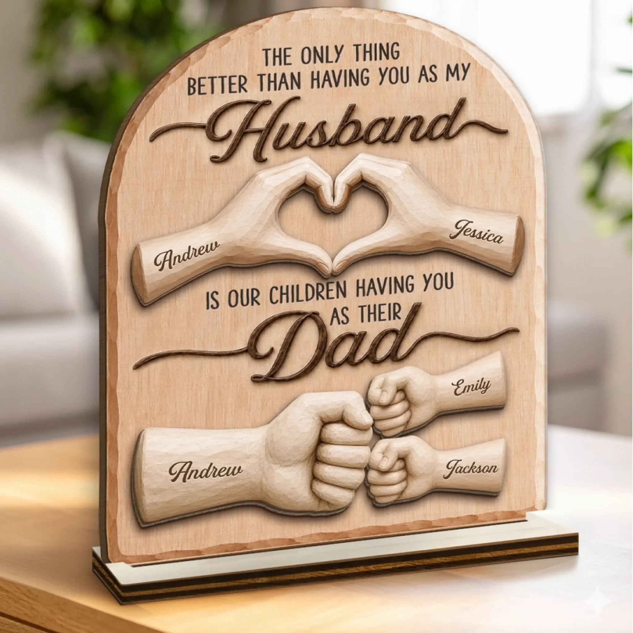 Custom 2-Layered Wooden Plaque - Personalized Father's Day Birthday Gifts For Dad, Grandpa, Husband - Home Feels Better With Dad