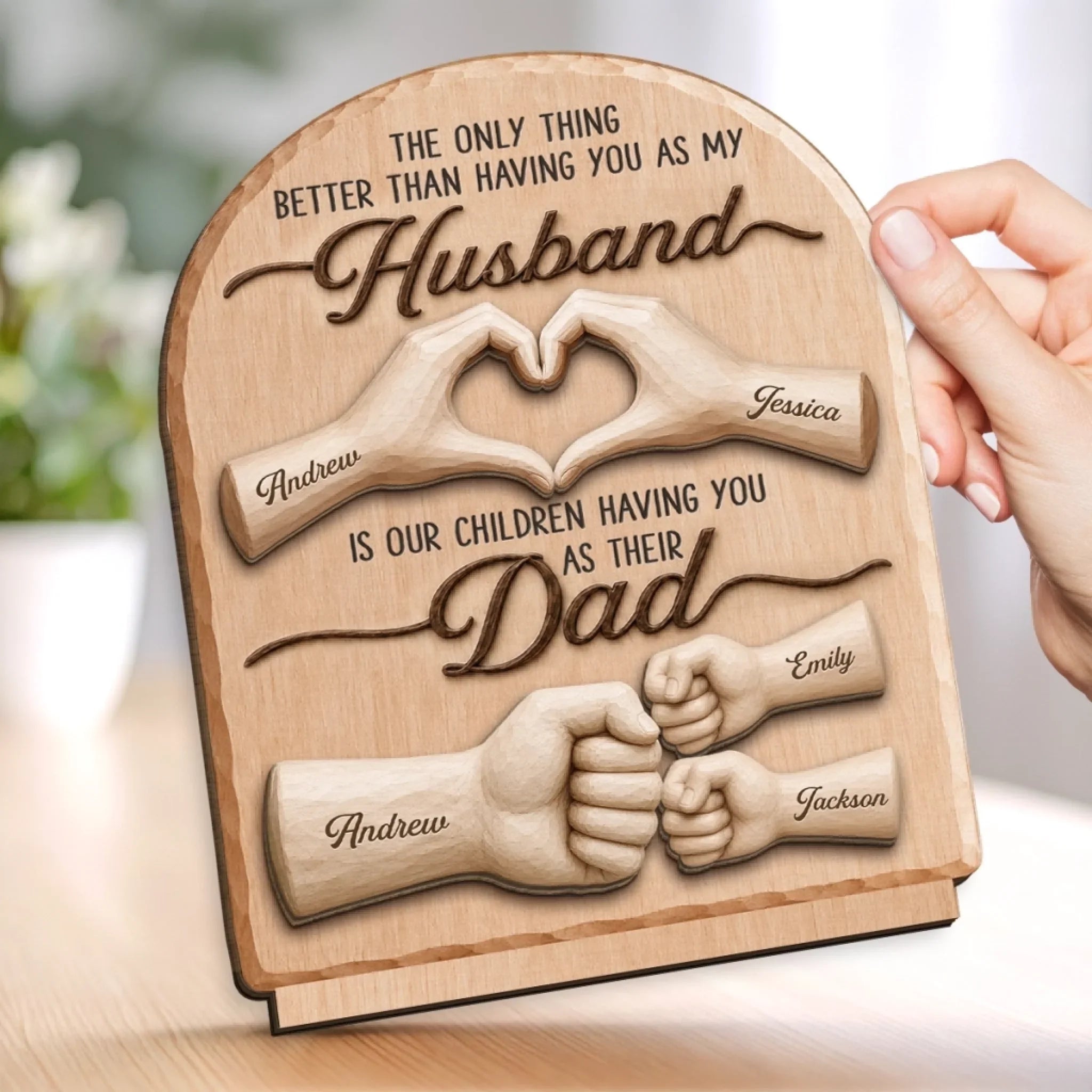 Custom 2-Layered Wooden Plaque - Personalized Father's Day Birthday Gifts For Dad, Grandpa, Husband - Home Feels Better With Dad