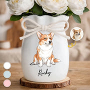 Custom Photo Flower Vase With Ribbon - Personalized Birthday Gifts For Dog Cat Lovers, Dog Dad And Mom, Cat Owners - Living That Pawfect Life