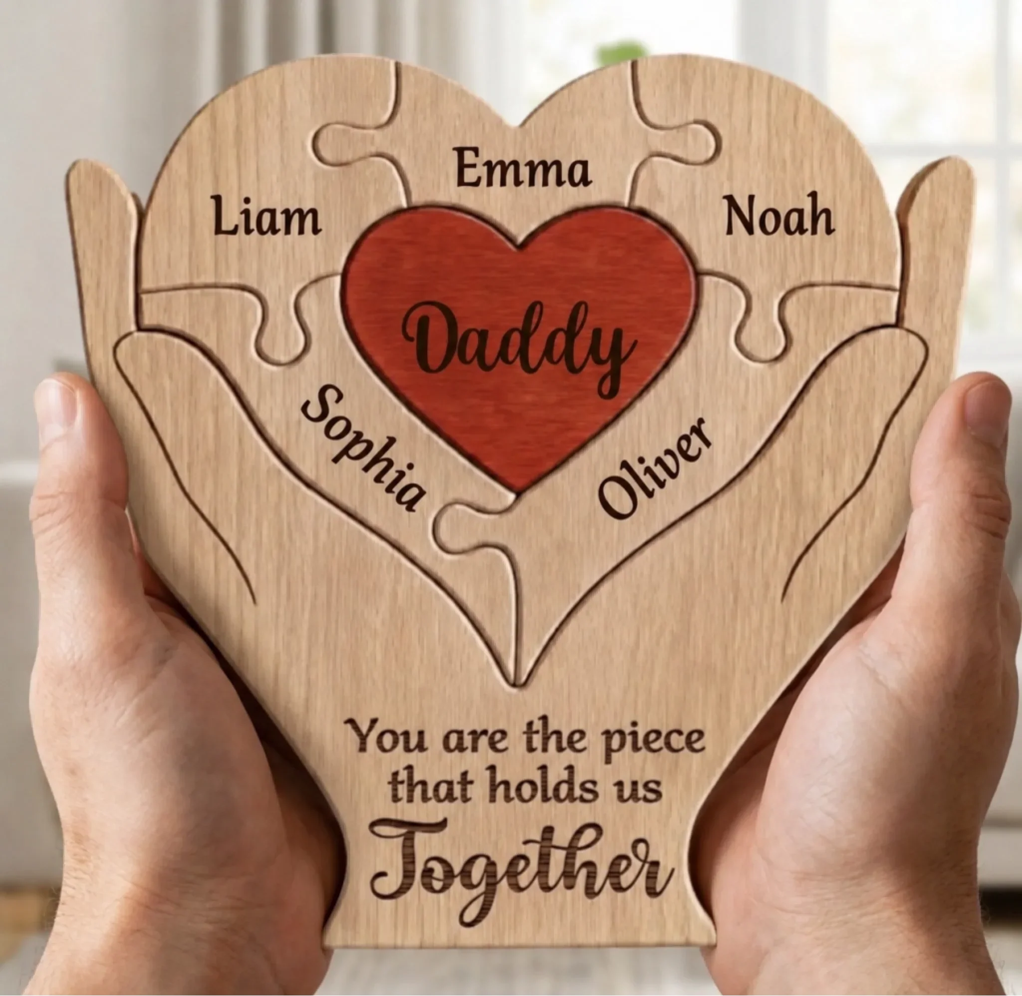 Custom Shaped Wooden Art Puzzle - Personalized Mother's Day Father's Day Birthday Gifts For Mom, Dad, Grandma, Grandpa - Love Never Fades
