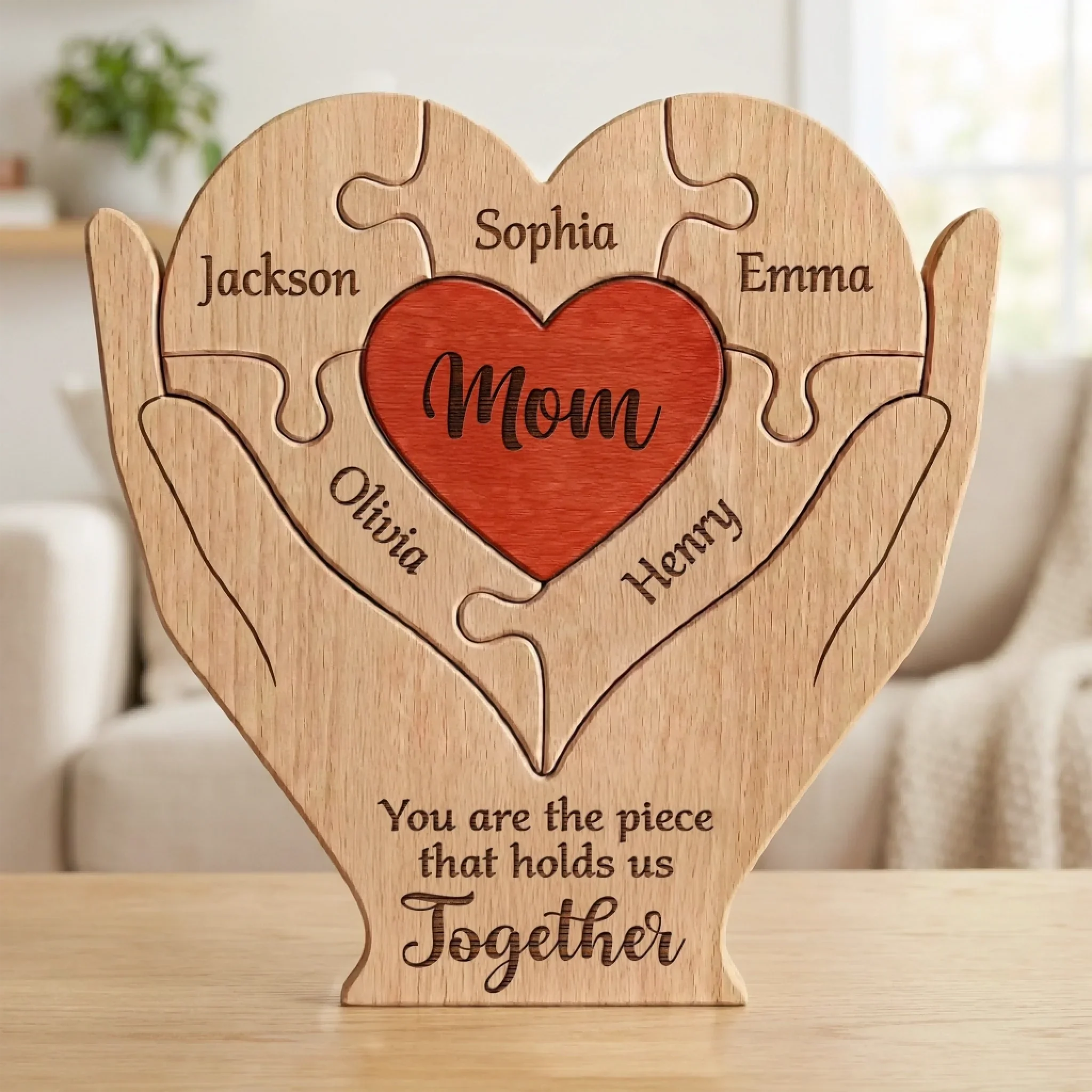 Custom Shaped Wooden Art Puzzle - Personalized Mother's Day Father's Day Birthday Gifts For Mom, Dad, Grandma, Grandpa - Love Never Fades