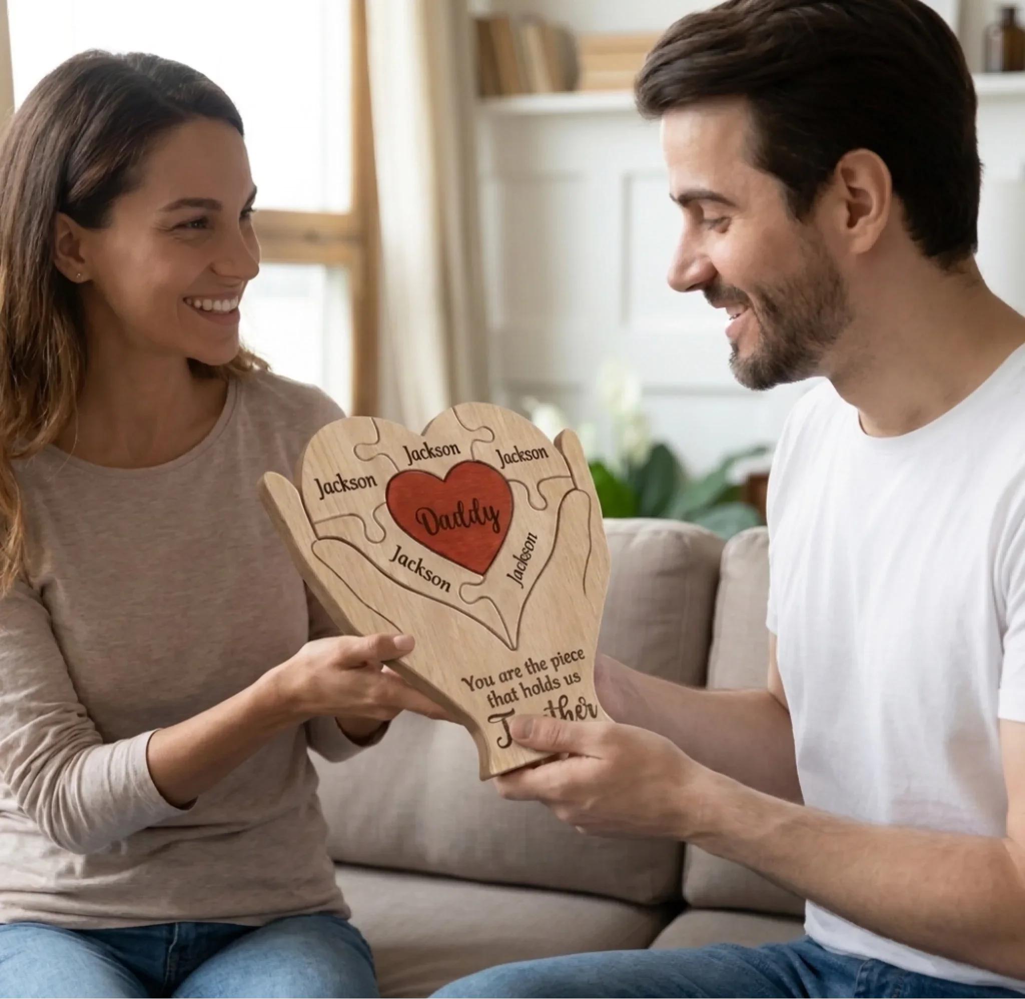 Custom Shaped Wooden Art Puzzle - Personalized Mother's Day Father's Day Birthday Gifts For Mom, Dad, Grandma, Grandpa - Love Never Fades