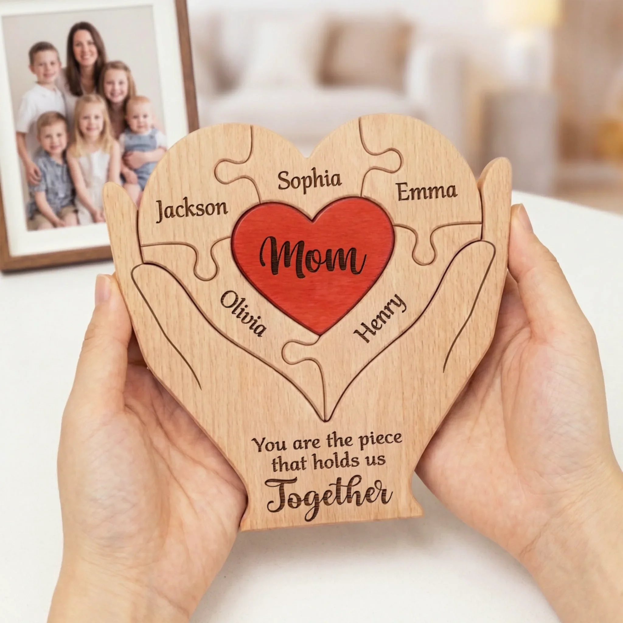 Custom Shaped Wooden Art Puzzle - Personalized Mother's Day Father's Day Birthday Gifts For Mom, Dad, Grandma, Grandpa - Love Never Fades