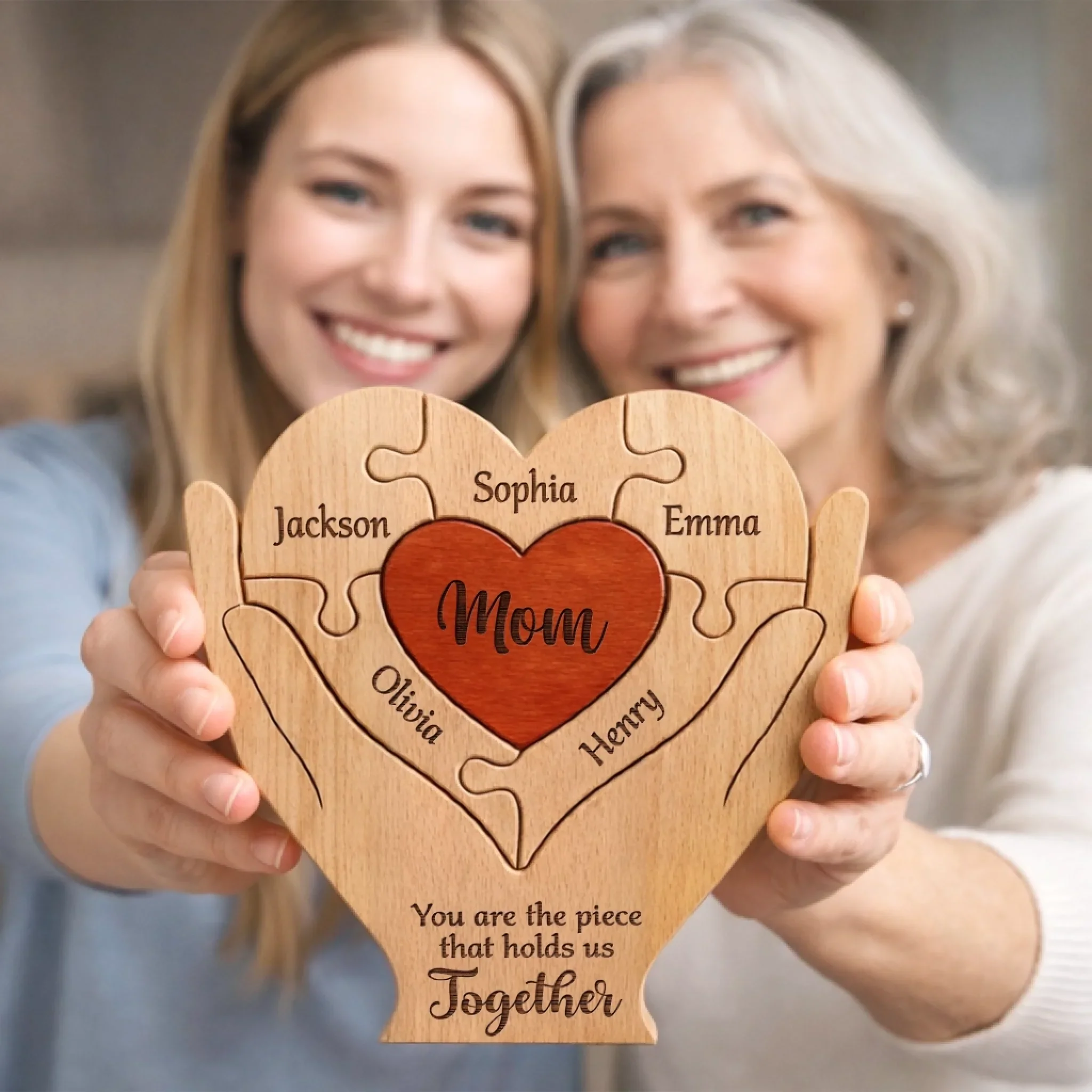 Custom Shaped Wooden Art Puzzle - Personalized Mother's Day Father's Day Birthday Gifts For Mom, Dad, Grandma, Grandpa - Love Never Fades