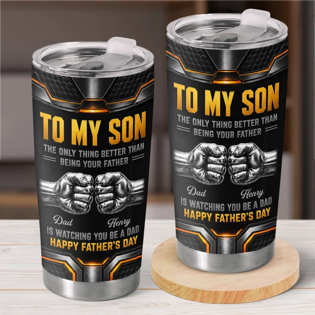 Custom Tumbler - Personalized Father's Day Birthday Gifts For Son - Strong Kind And Brave Always