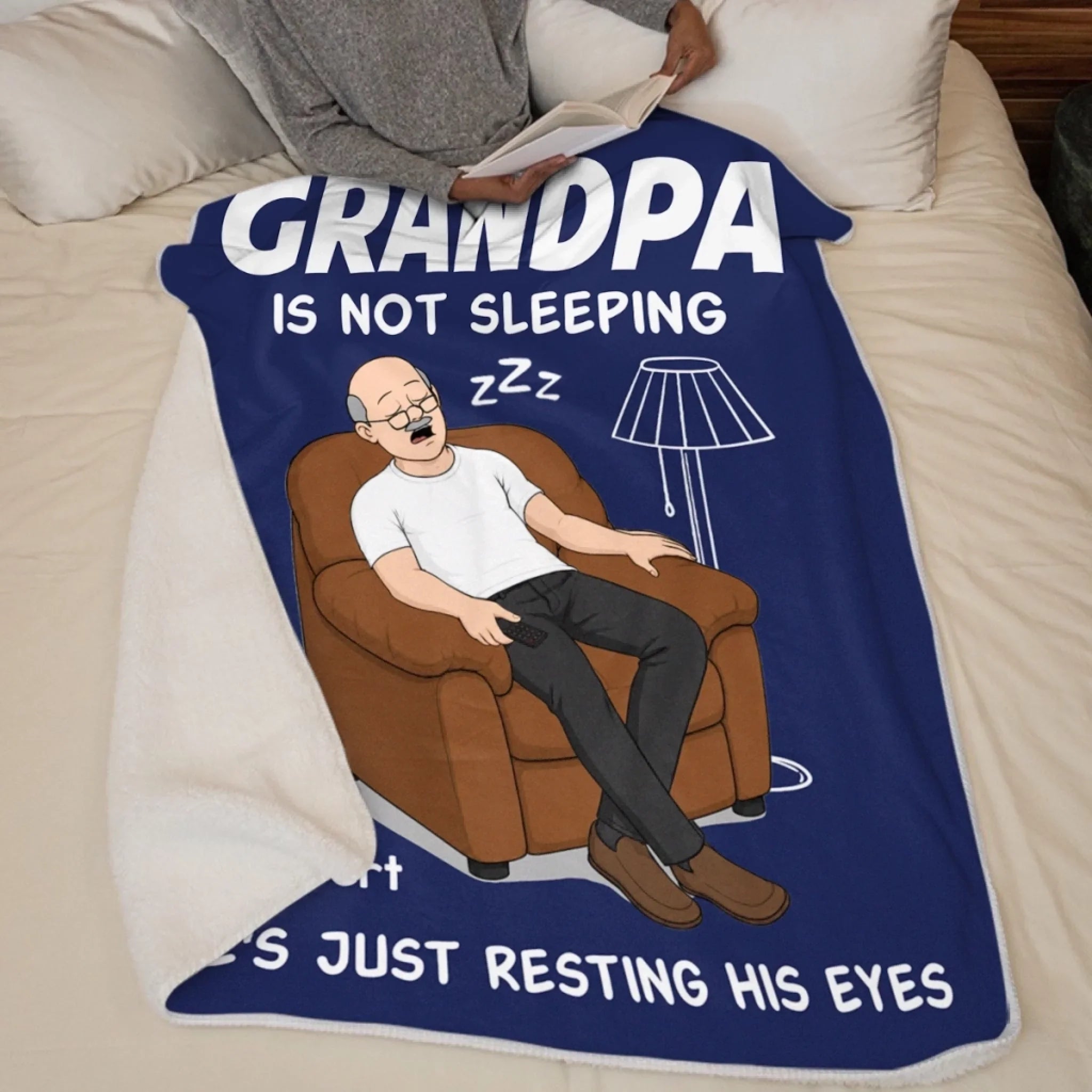 Custom Blanket - Personalized Father's Day Birthday Gifts For Dad, Grandpa - Dad’s Favorite Hobby Is Napping