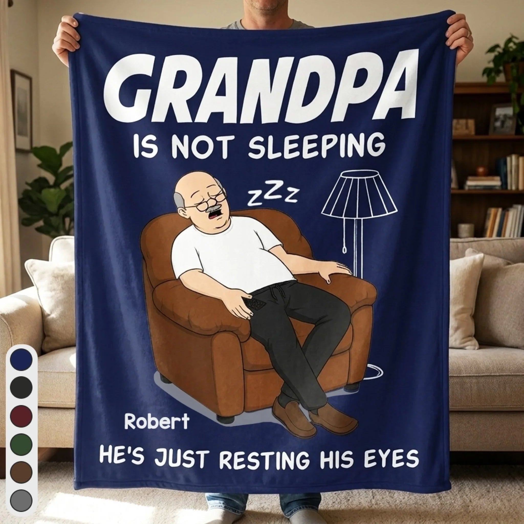 Custom Blanket - Personalized Father's Day Birthday Gifts For Dad, Grandpa - Dad’s Favorite Hobby Is Napping