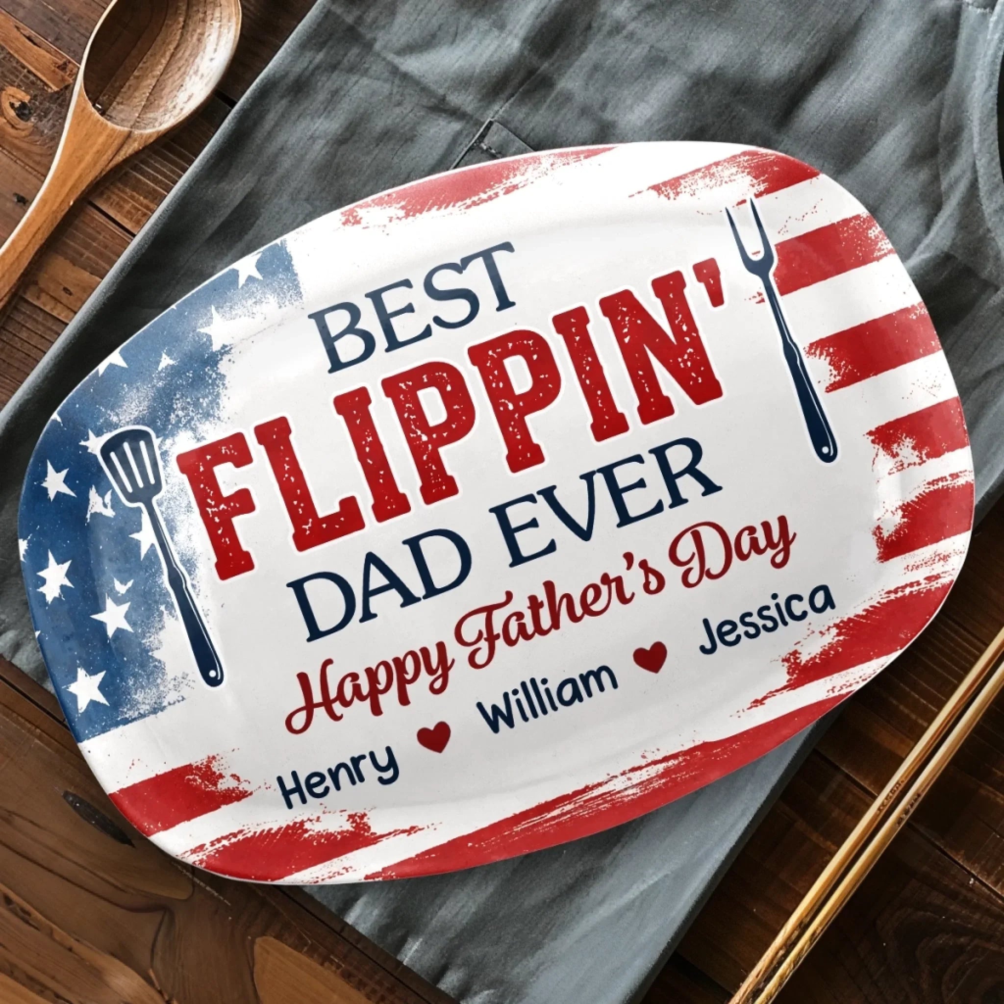Custom Platter - Personalized Father's Day Birthday Gifts For Dad, Grandpa - Home Cooked Happiness