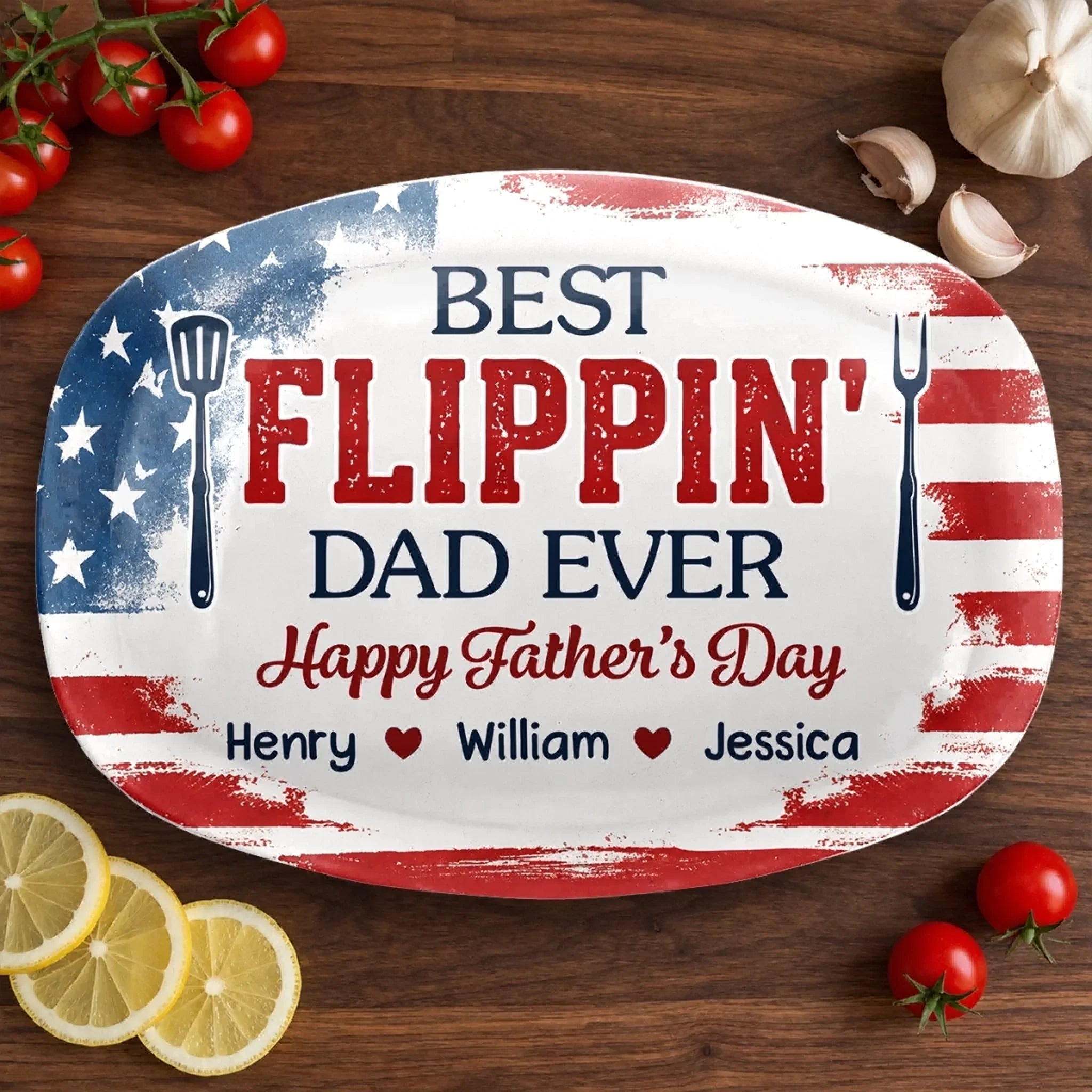 Custom Platter - Personalized Father's Day Birthday Gifts For Dad, Grandpa - Home Cooked Happiness