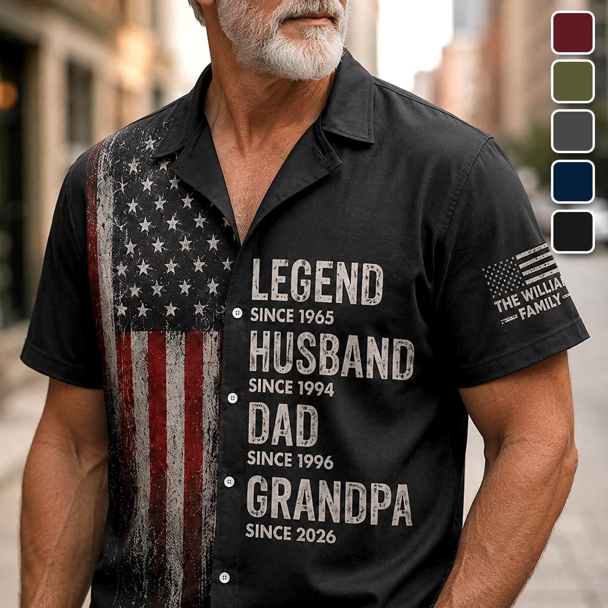 Custom Unisex Tropical Hawaiian Aloha Shirt - Personalized America 250th Anniversary Father's Day Gifts For Dad, Grandpa - Dad Makes Life Brighter