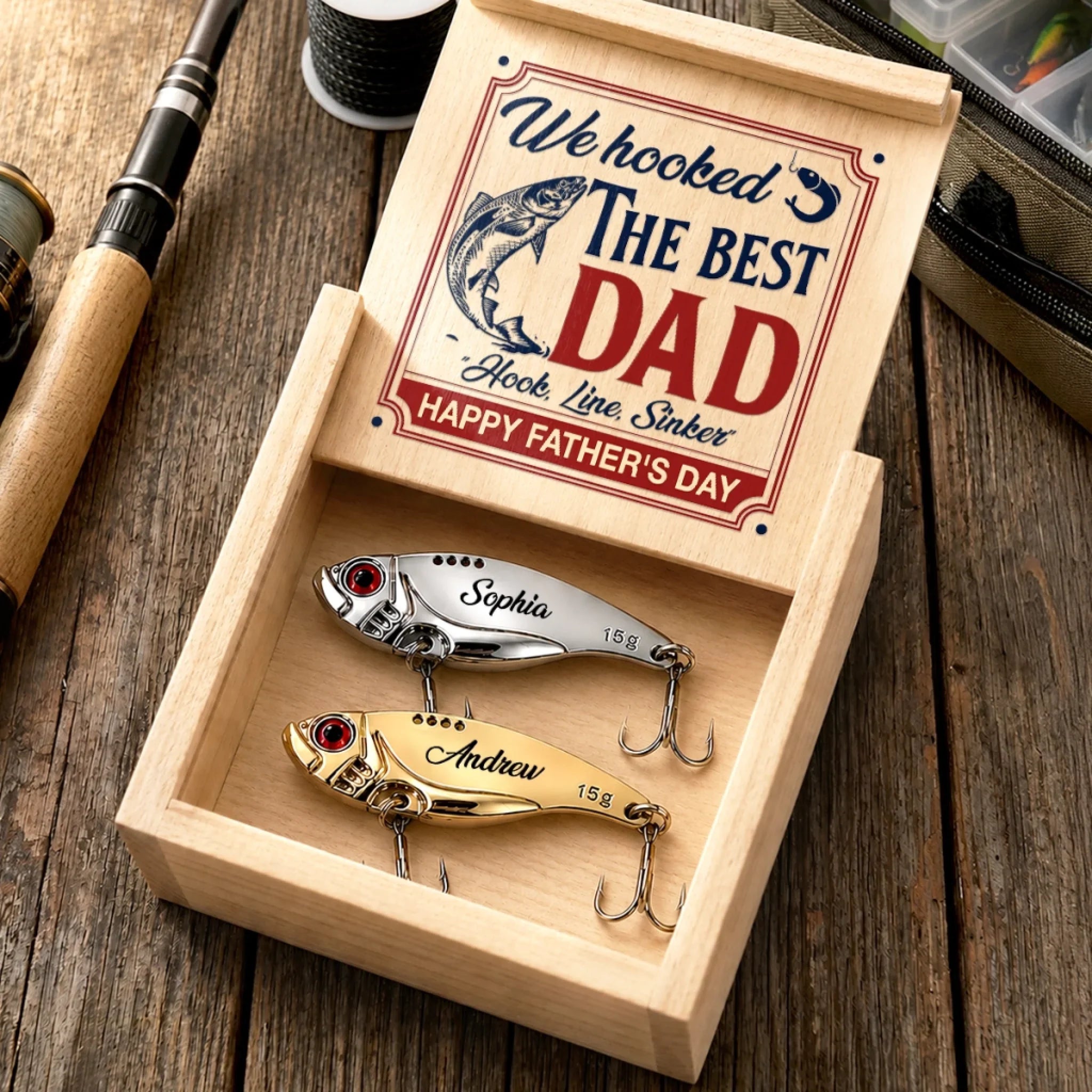 Custom Fishing Lure - Personalized Father's Day Fishing Gifts For Fisherman, Dad, Grandpa - Hooked On Fishing Life