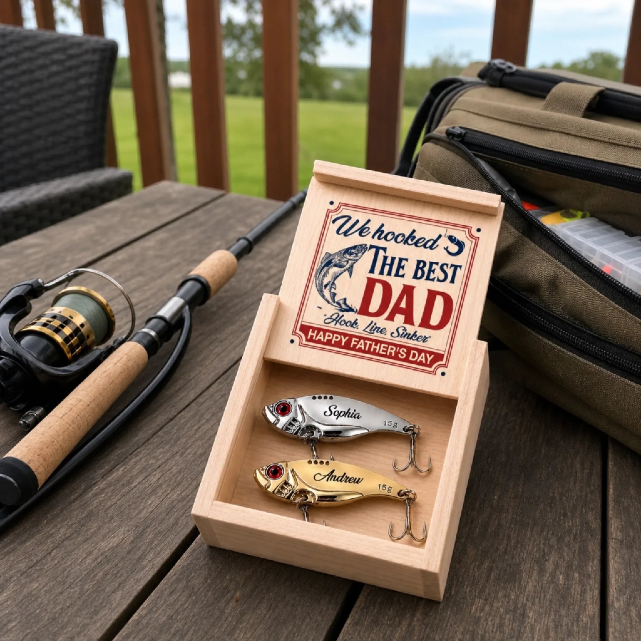 Custom Fishing Lure - Personalized Father's Day Fishing Gifts For Fisherman, Dad, Grandpa - Hooked On Fishing Life