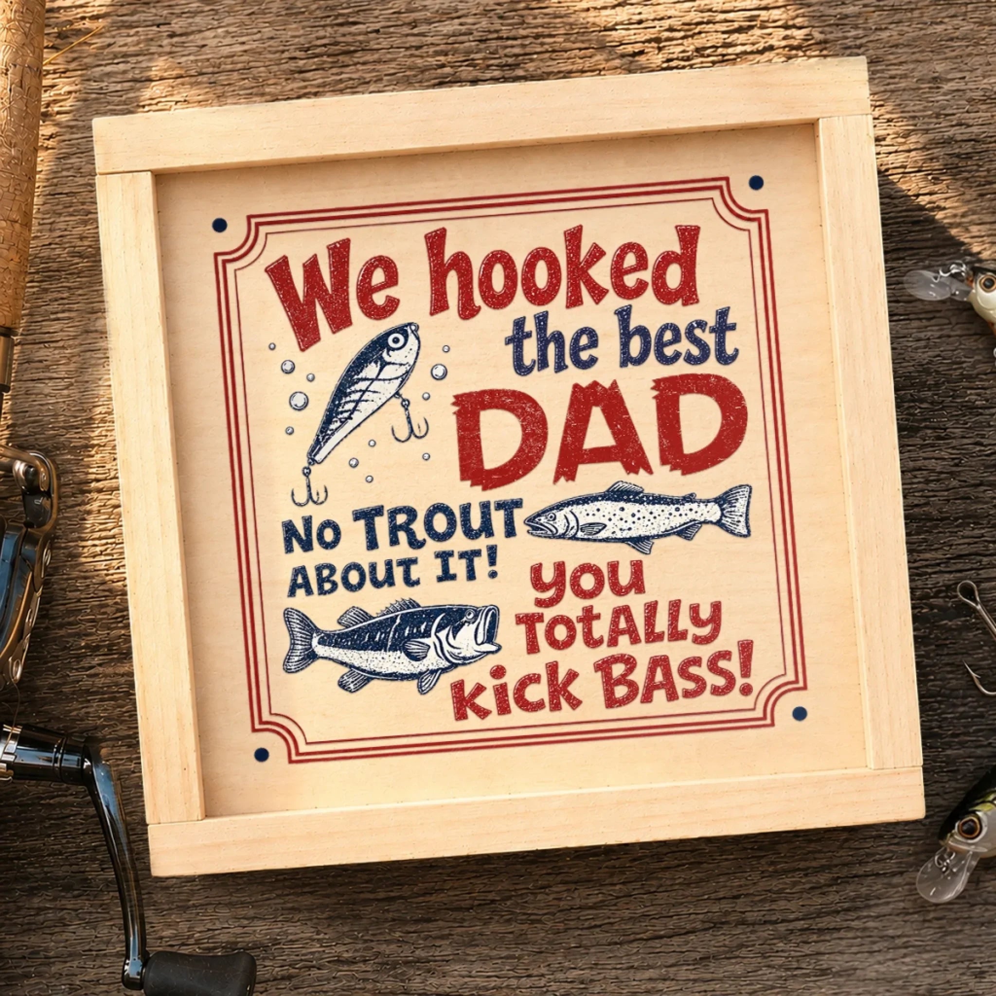 Custom Fishing Lure Gift Box - Personalized Father's Day Fishing Gifts For Fisherman, Dad, Grandpa - Fishing Solves Most Problems