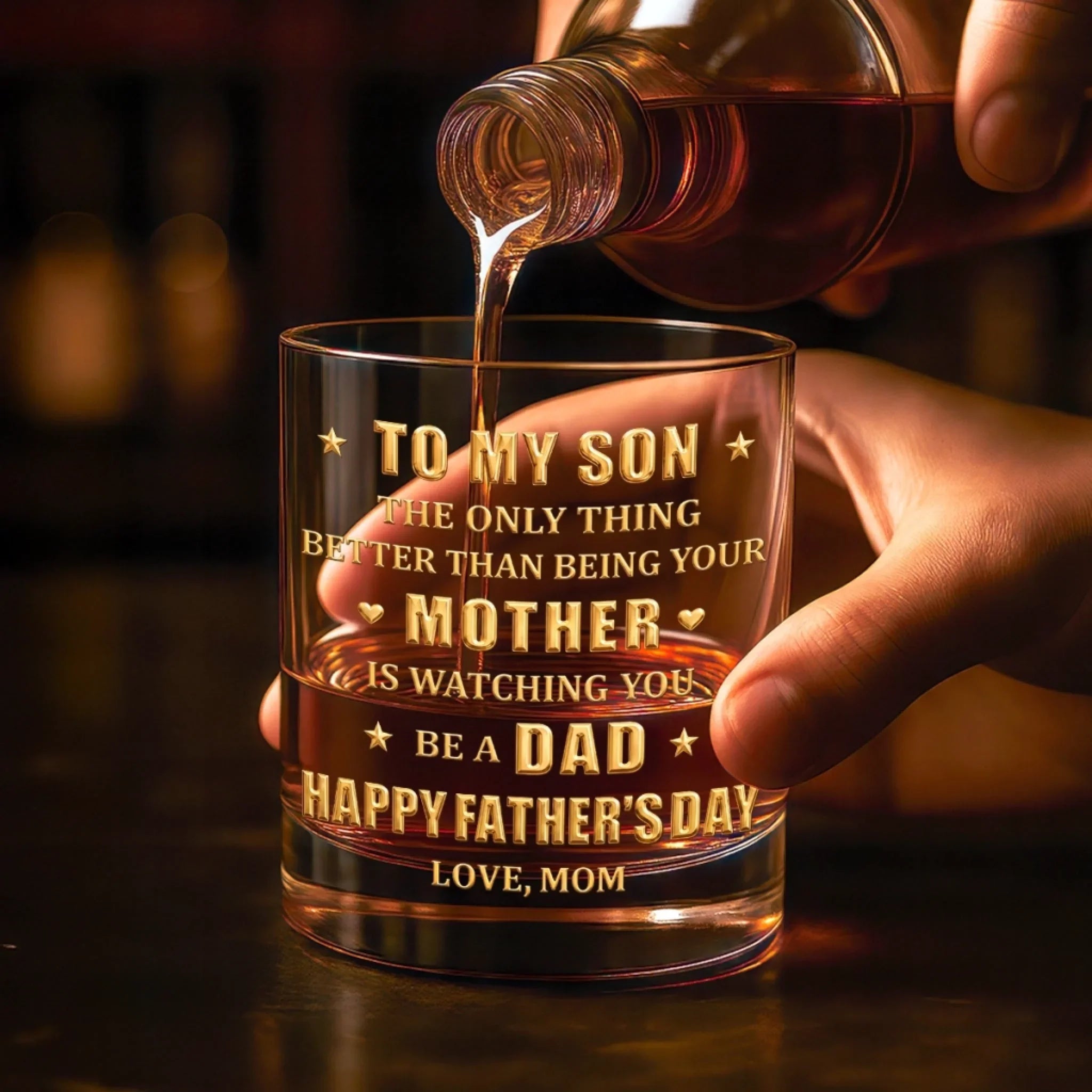 Custom Whiskey Glass - Personalized Father's Day Gifts For Son - Raised A Son, Cheer A Dad