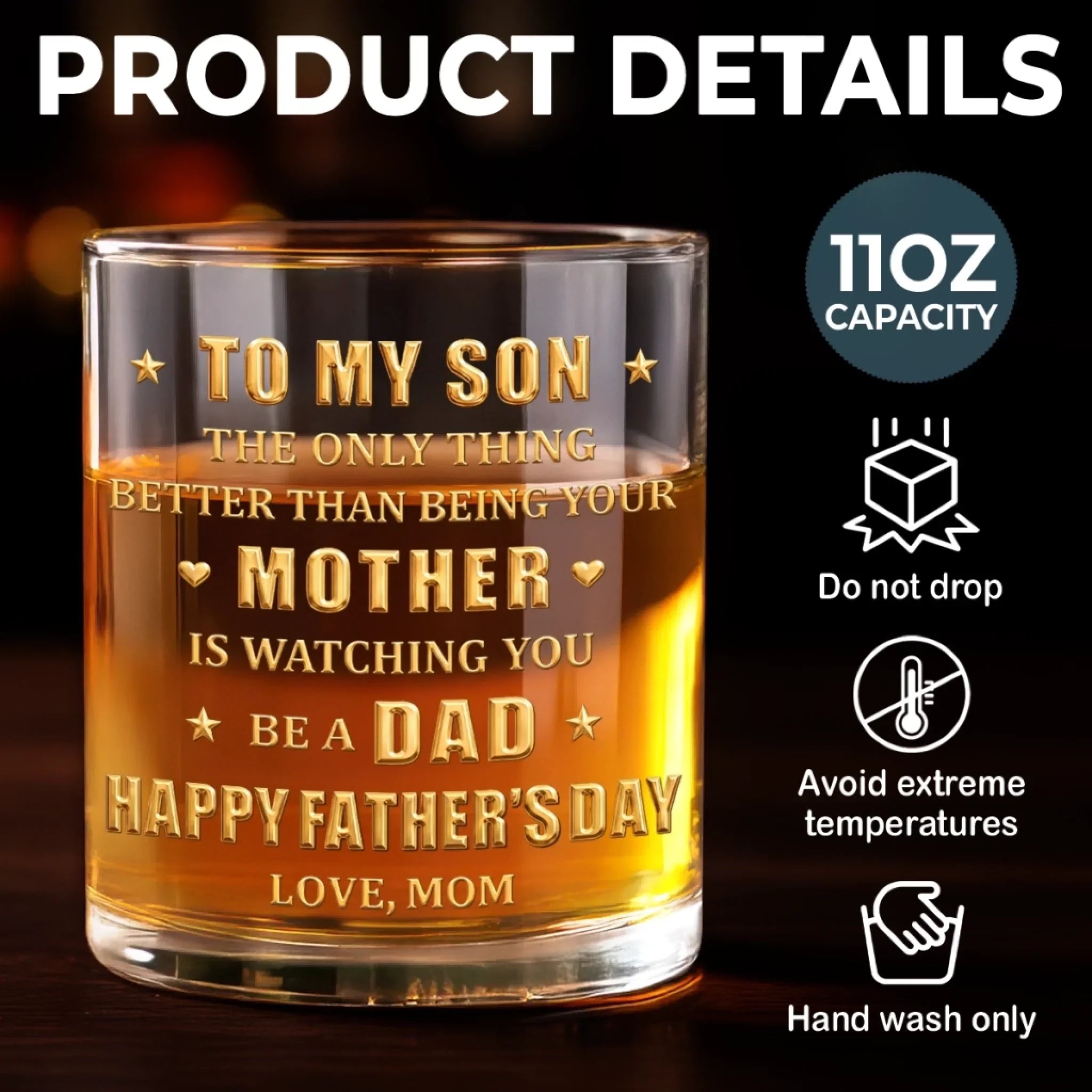 Custom Whiskey Glass - Personalized Father's Day Gifts For Son - Raised A Son, Cheer A Dad