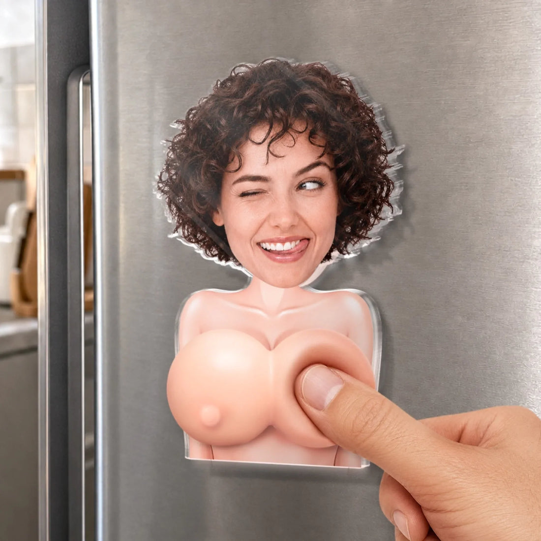 Custom Photo Squishy Acrylic Fridge Magnet – Personalized Anniversary Wedding Gifts For Husband And Wife, Him And Her – Thanks For Putting Up With Me