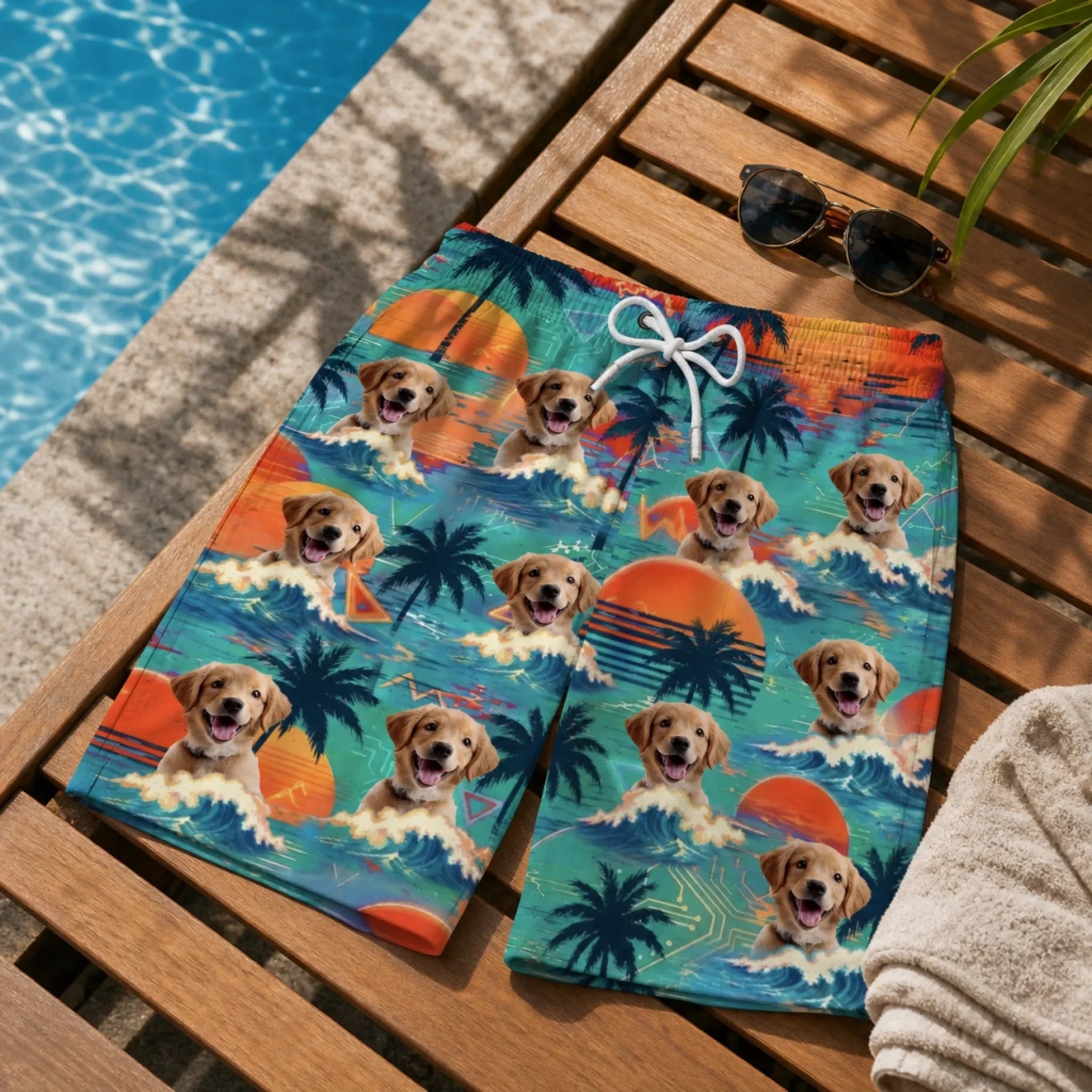 Custom Photo Tropical Hawaiian Aloha Men Beach Shorts - Personalized Summer Vacation And Travel Gifts For Dog Cat Lovers, Dog Dad And Mom, Cat Owners - Best Beach Buddy Ever