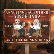 Custom Home Decor Metal Sign - Personalized Anniversary Wedding Gifts For Husband And Wife, Him And Her - Crazy Together Since Forever