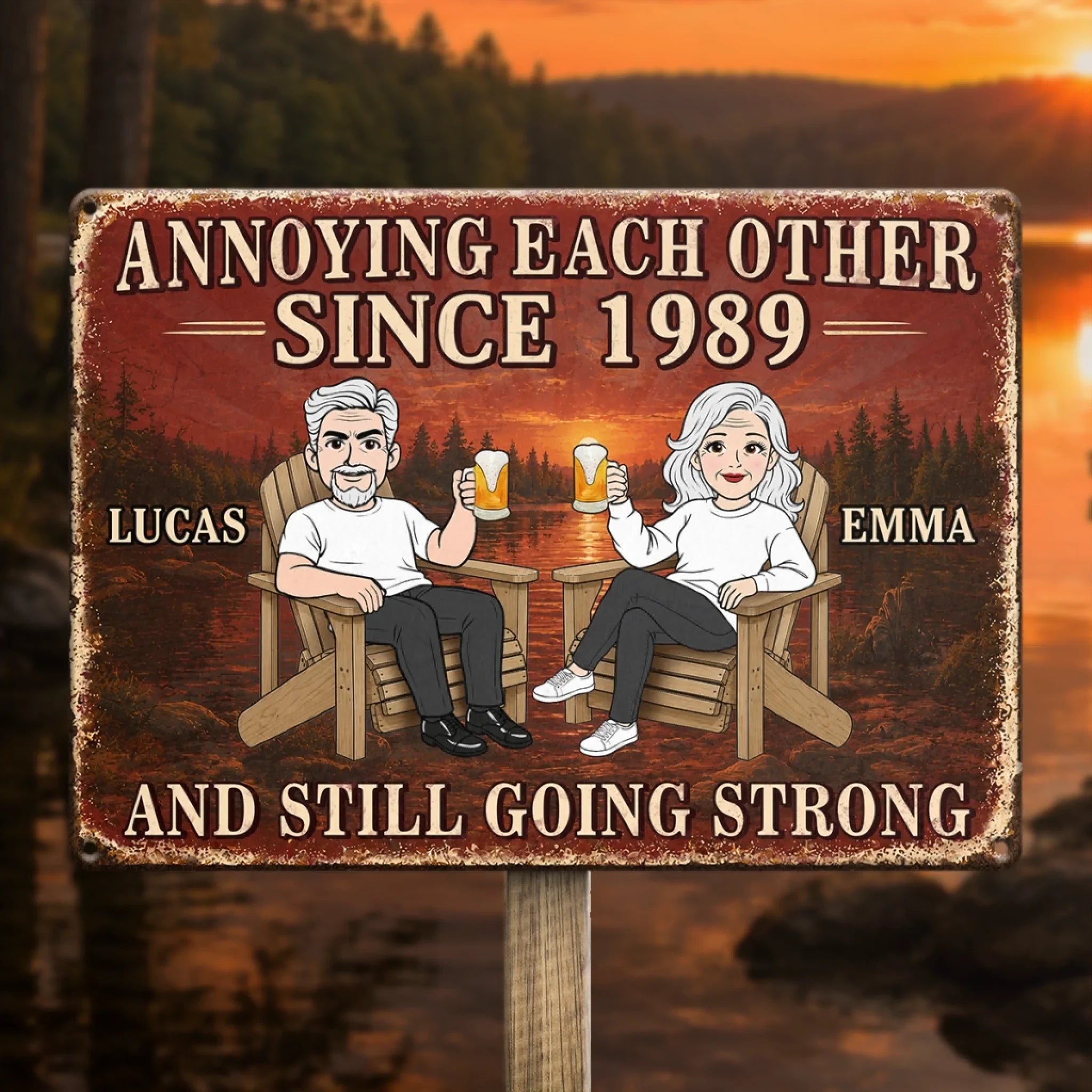 Custom Home Decor Metal Sign - Personalized Anniversary Wedding Gifts For Husband And Wife, Him And Her - Crazy Together Since Forever