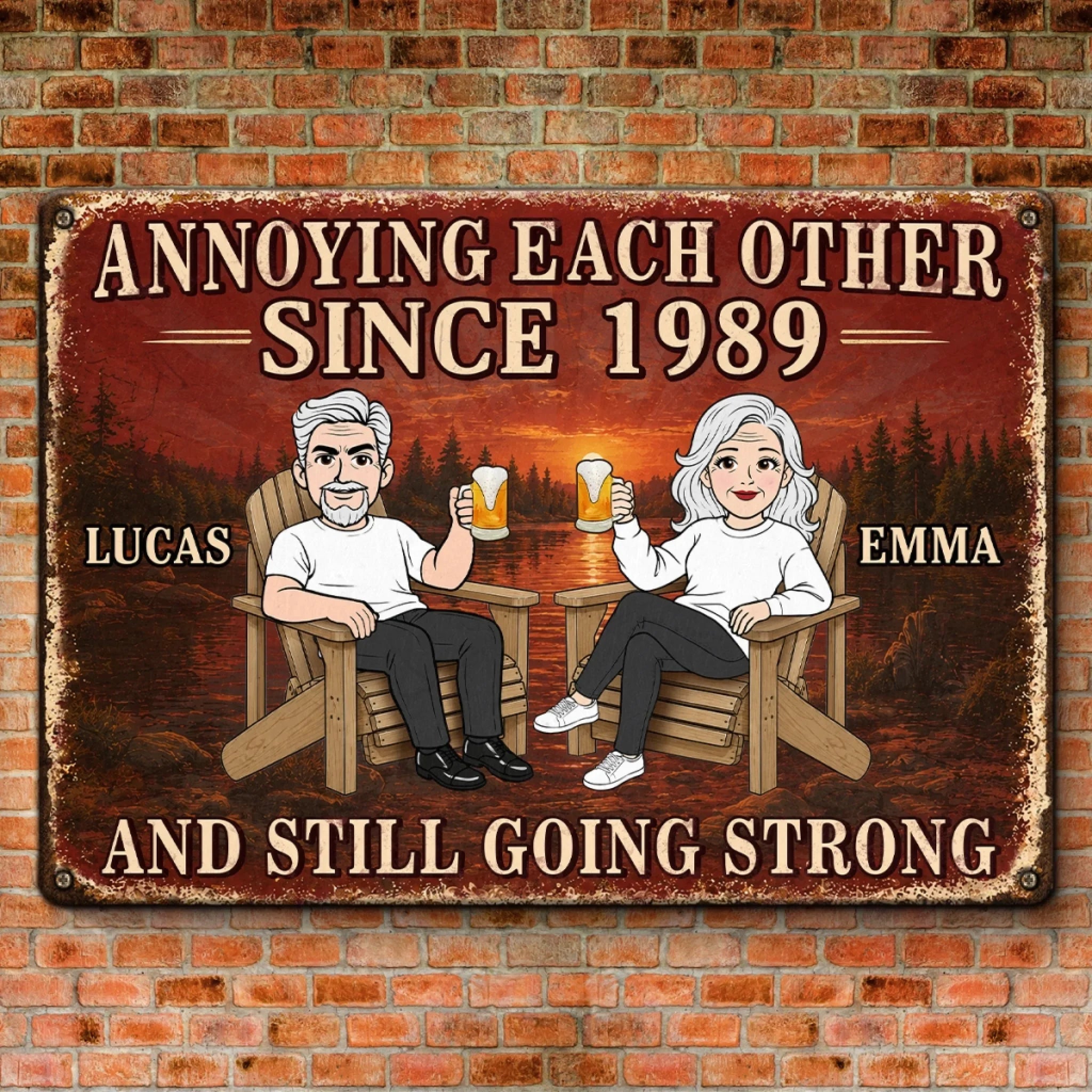 Custom Home Decor Metal Sign - Personalized Anniversary Wedding Gifts For Husband And Wife, Him And Her - Crazy Together Since Forever