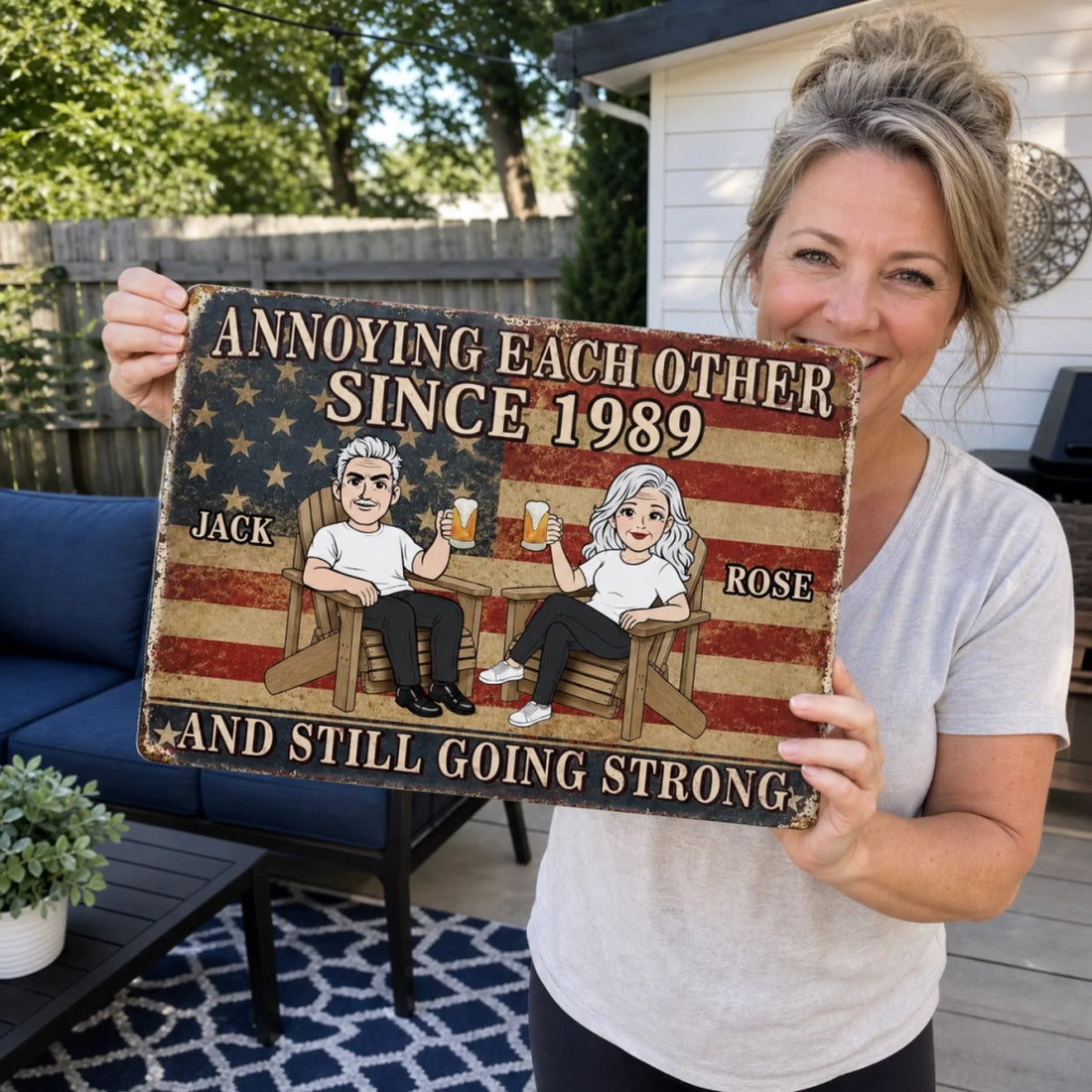 Custom Home Decor Metal Sign - Personalized America 250th Anniversary Wedding Gifts For Husband And Wife, Him And Her - Forever Bound By Love