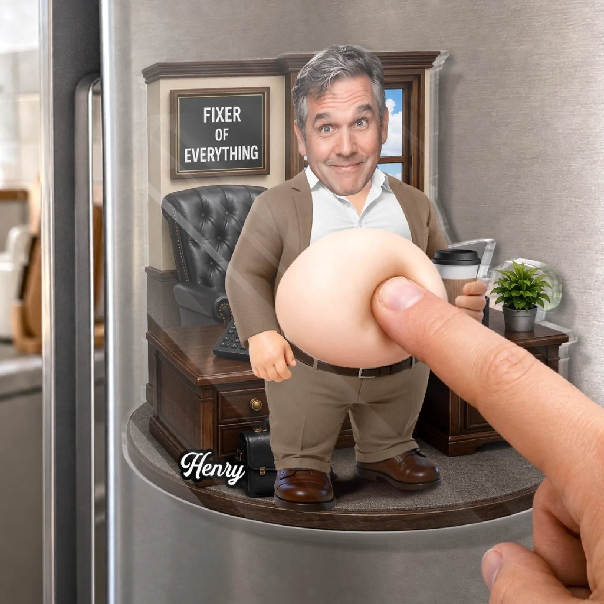 Custom Photo Dad Bod Belly Squishy Acrylic Fridge Magnet – Personalized Funny Gifts For Coworker, Work Bestie  – Making Things Happen Daily