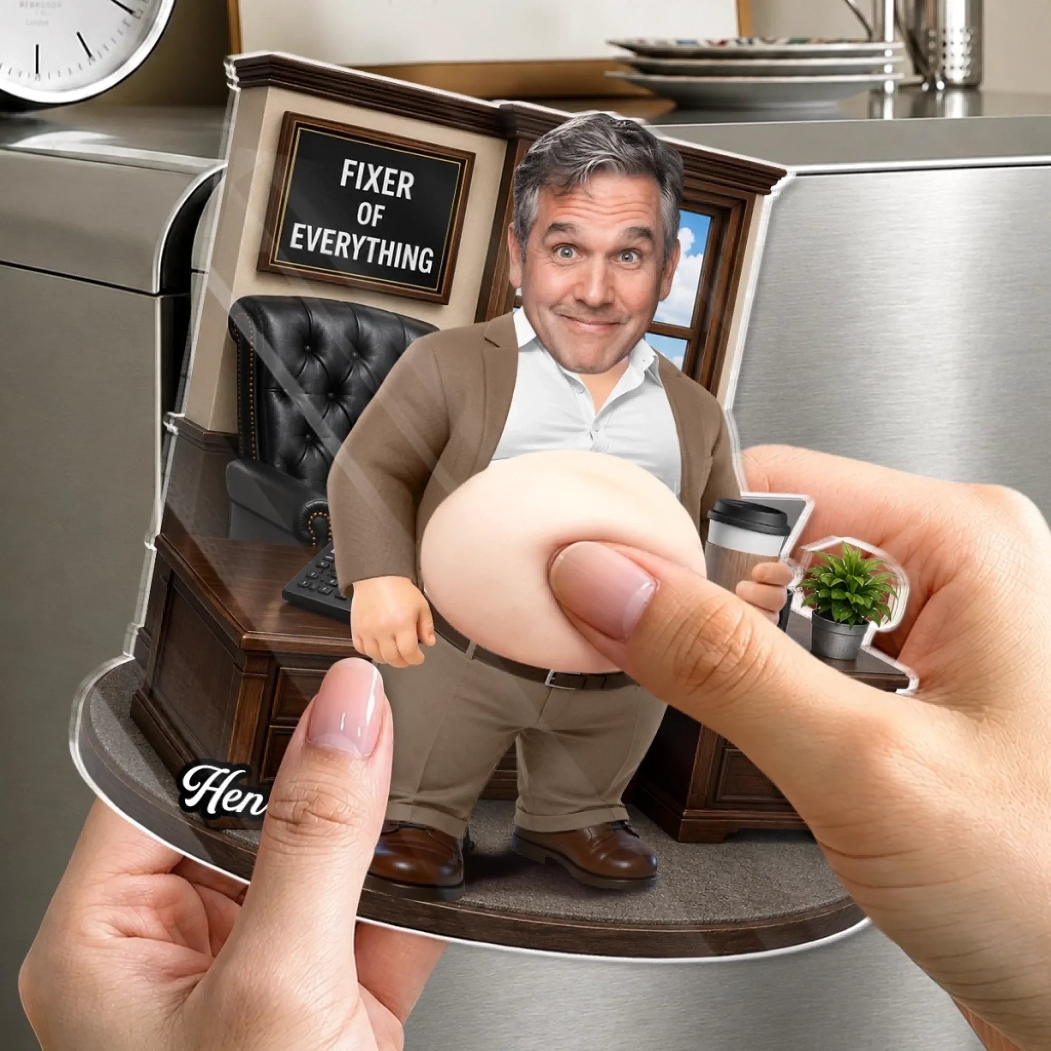 Custom Photo Dad Bod Belly Squishy Acrylic Fridge Magnet – Personalized Funny Gifts For Coworker, Work Bestie  – Making Things Happen Daily