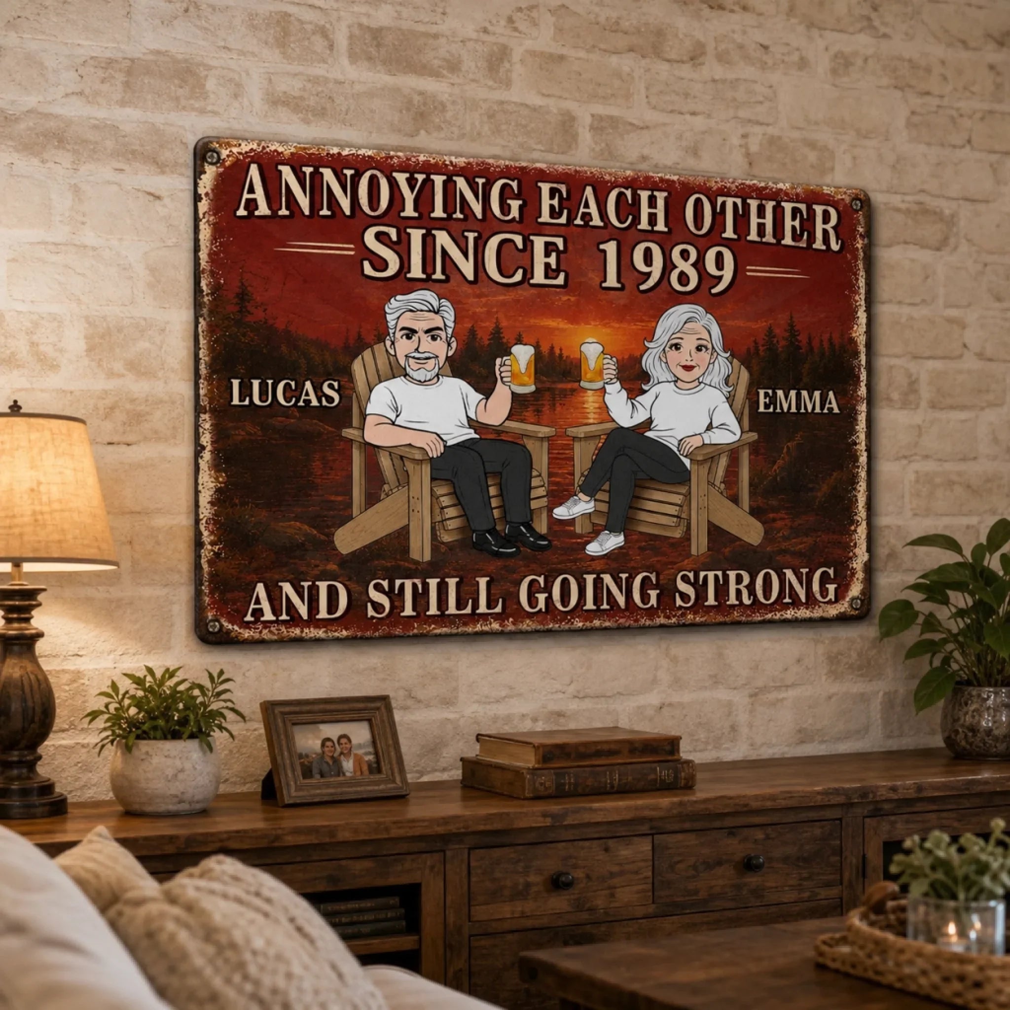 Custom Home Decor Metal Sign - Personalized Anniversary Wedding Gifts For Husband And Wife, Him And Her - Crazy Together Since Forever