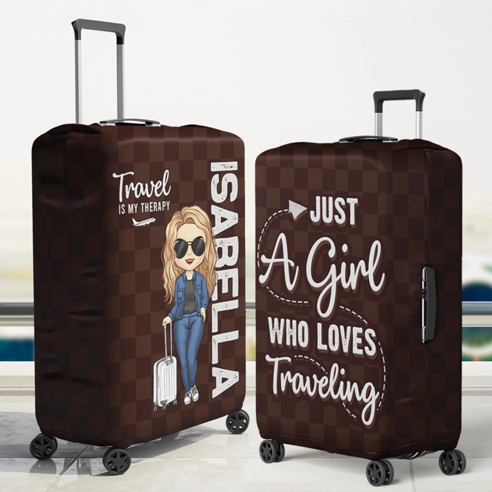 Custom Luggage Cover - Personalized Summer Vacation And Travel Gifts For - Gifts For Mom, Dad, Brother, Sister, Kids - The Sky Is Calling