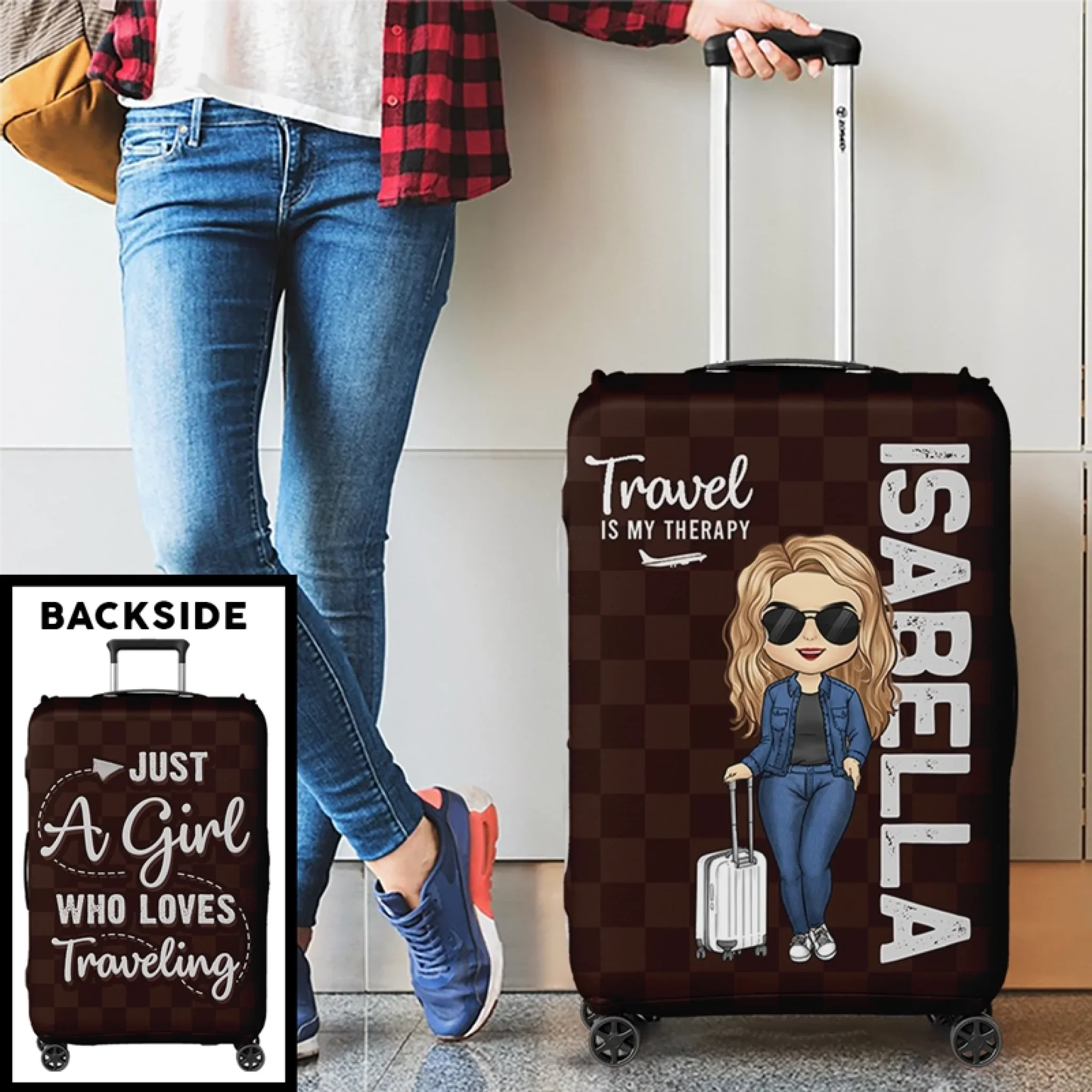 Custom Luggage Cover - Personalized Summer Vacation And Travel Gifts For - Gifts For Mom, Dad, Brother, Sister, Kids - The Sky Is Calling