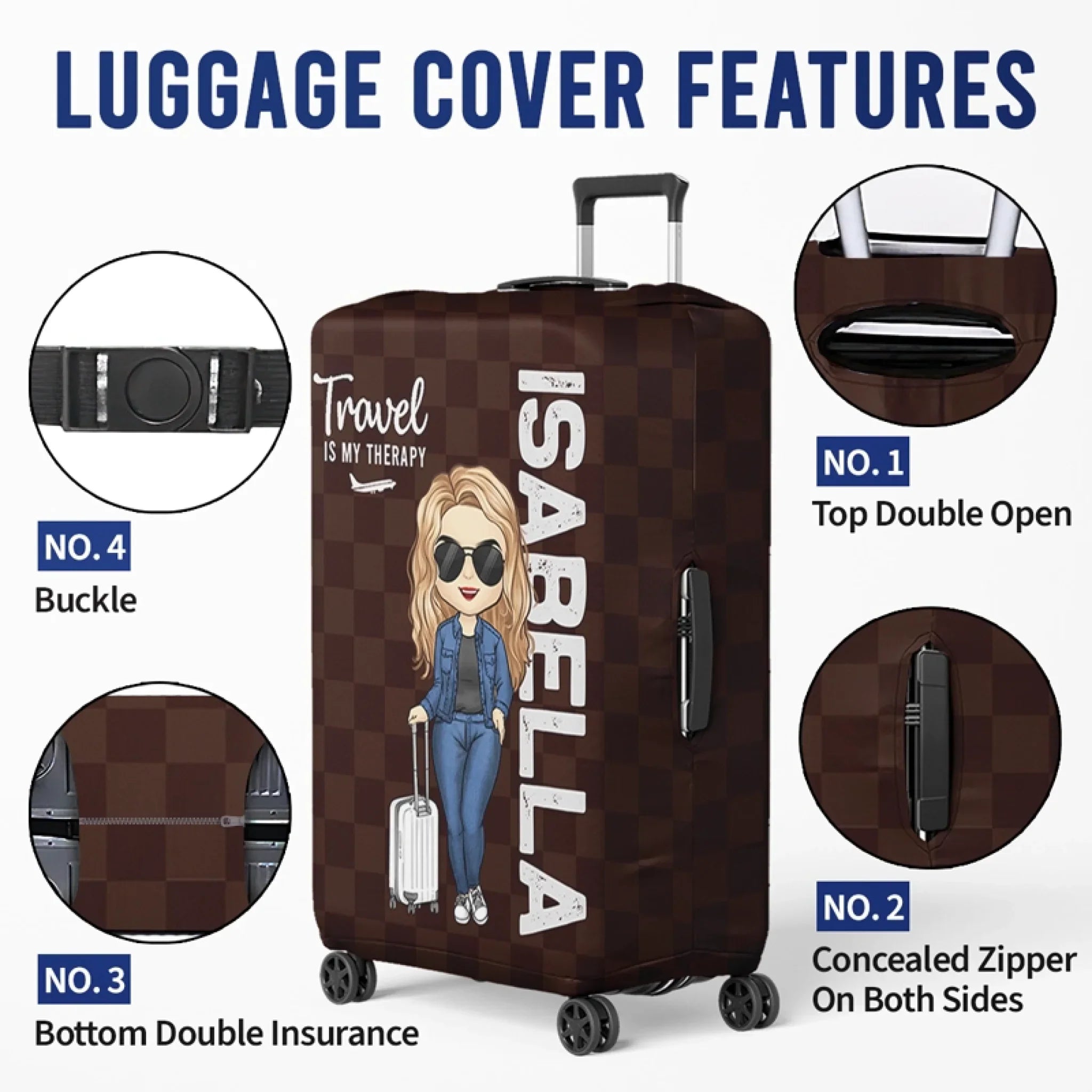 Custom Luggage Cover - Personalized Summer Vacation And Travel Gifts For - Gifts For Mom, Dad, Brother, Sister, Kids - The Sky Is Calling