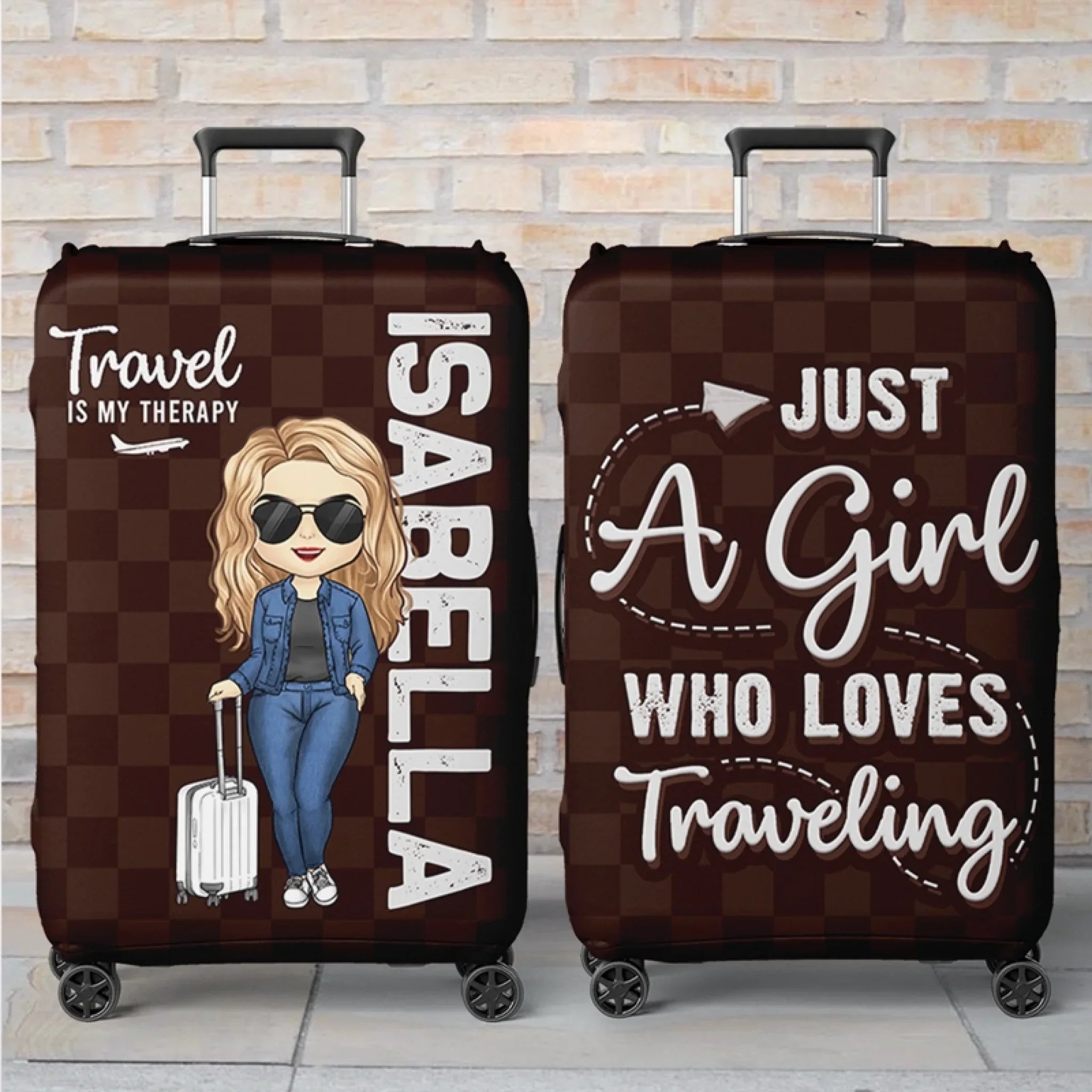 Custom Luggage Cover - Personalized Summer Vacation And Travel Gifts For - Gifts For Mom, Dad, Brother, Sister, Kids - The Sky Is Calling