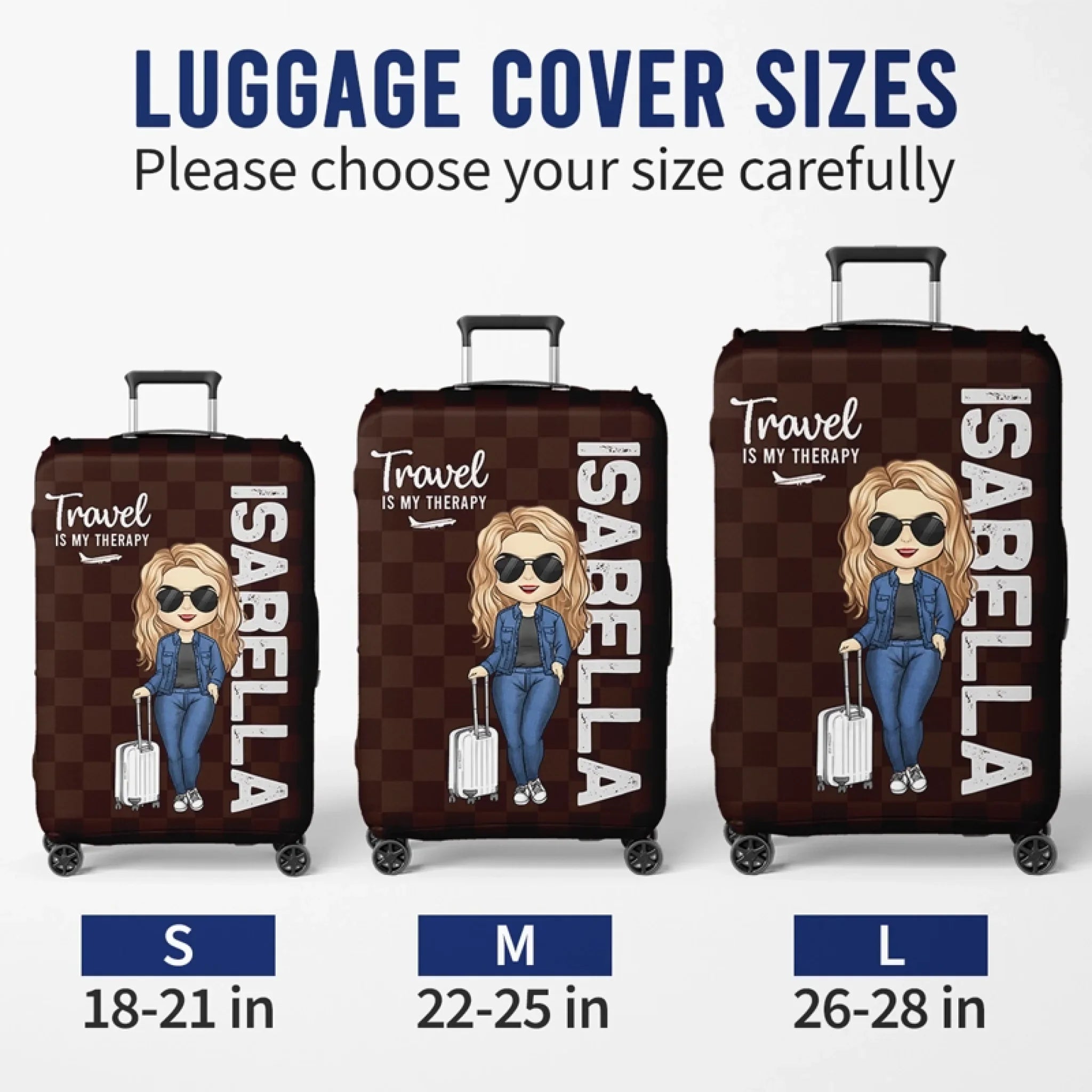 Custom Luggage Cover - Personalized Summer Vacation And Travel Gifts For - Gifts For Mom, Dad, Brother, Sister, Kids - The Sky Is Calling