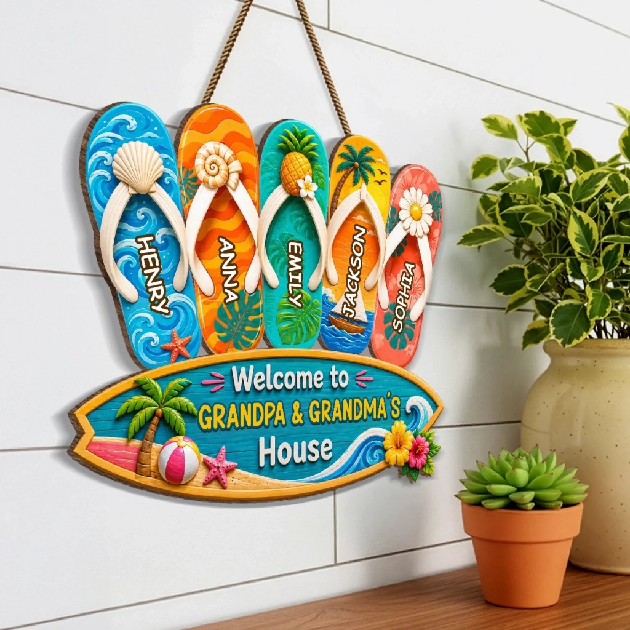 Custom Wood Sign - Personalized Summer Vacation And Travel Gifts For Grandma, Grandpa - Beach Days With Grandkids