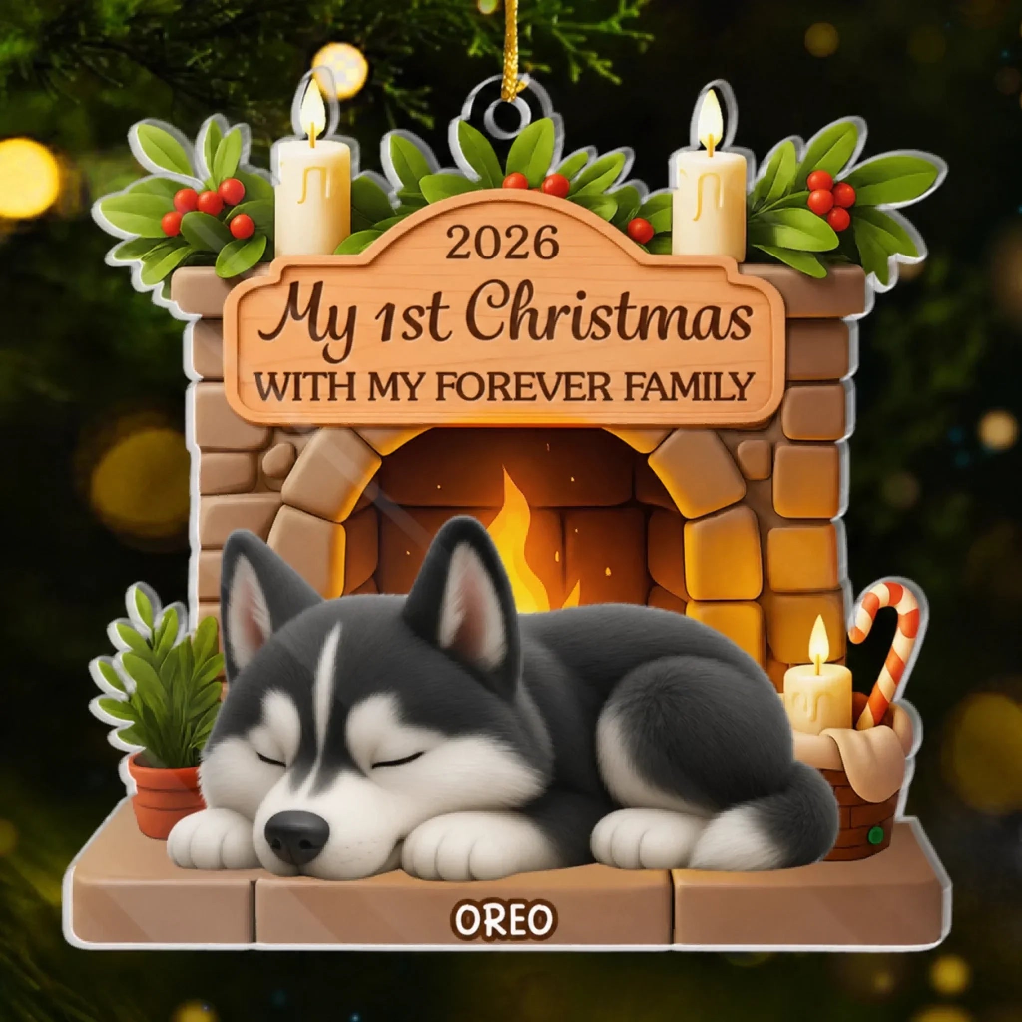 Custom First Christmas Acrylic Ornament - Personalized Christmas Birthday Gifts For Dog Lovers, Dog Dad And Mom - Pawsitively Loved This Christmas