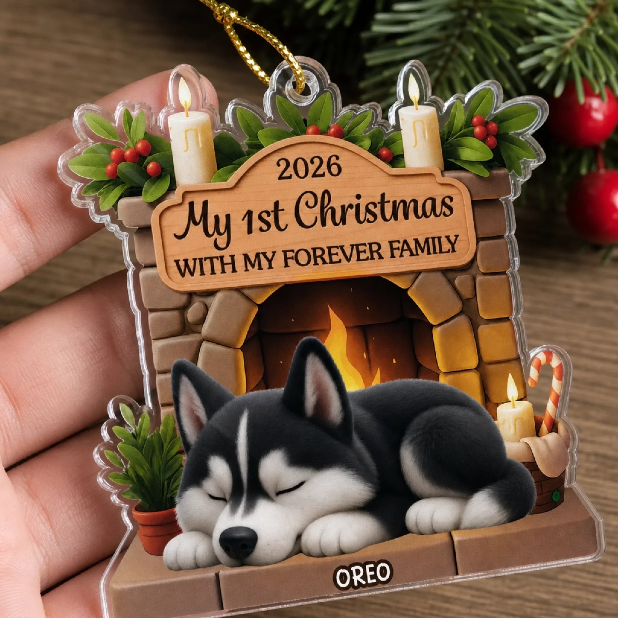 Custom First Christmas Acrylic Ornament - Personalized Christmas Birthday Gifts For Dog Lovers, Dog Dad And Mom - Pawsitively Loved This Christmas