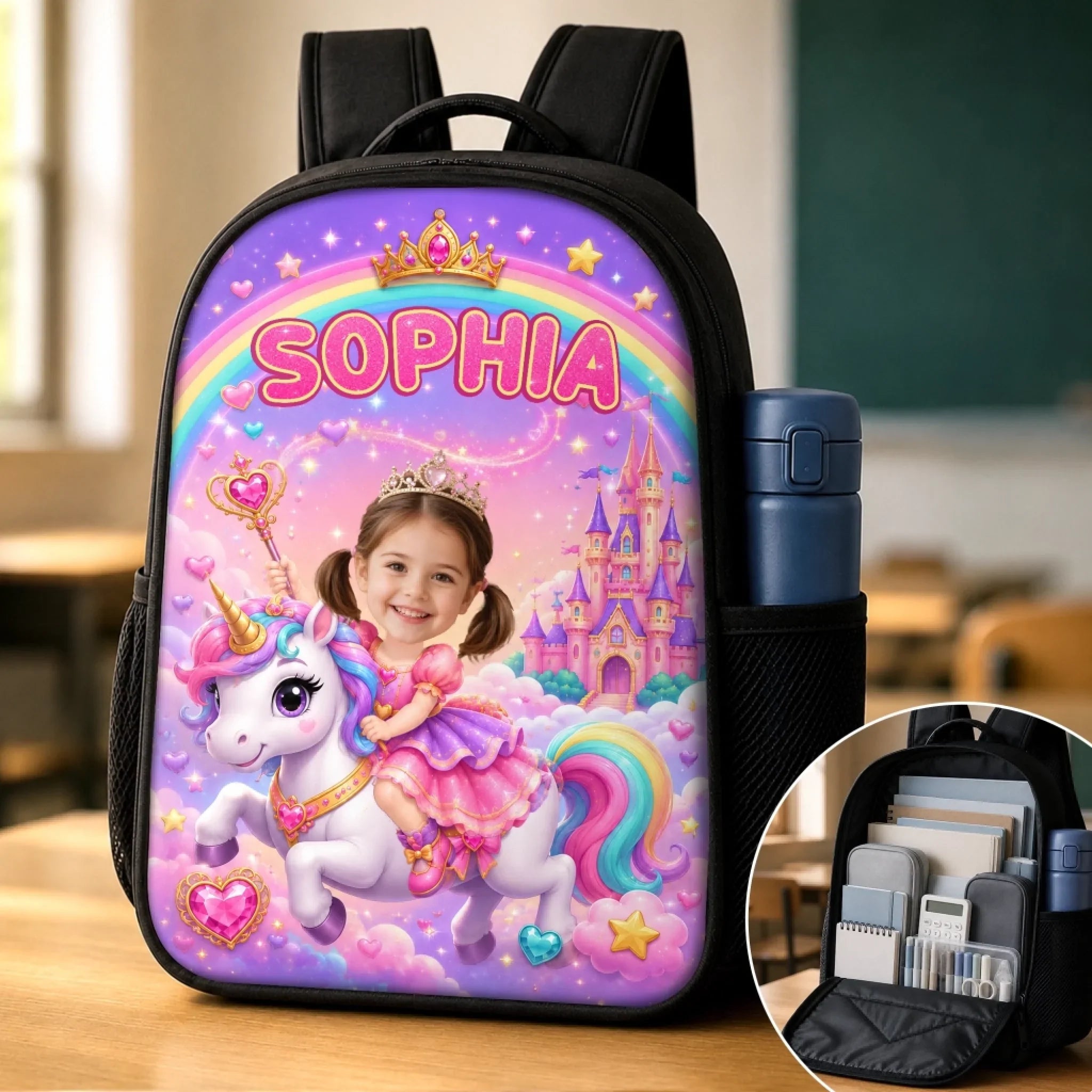 Custom Photo Kids Front Printed Backpack - Personalized Back To School Gifts For Kids - Always Sparkle And Shine