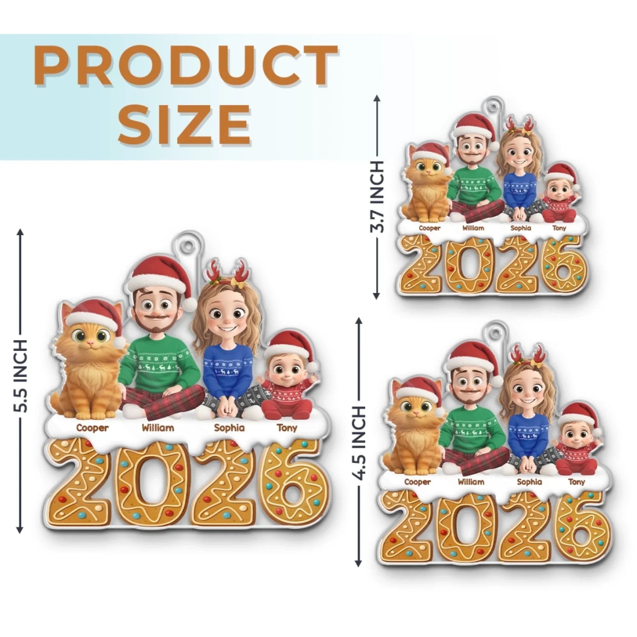 Custom Acrylic Ornament - Personalized Christmas Birthday Gifts For Family, Dog Cat Lovers - Gingerbread Dreams, Family Themes