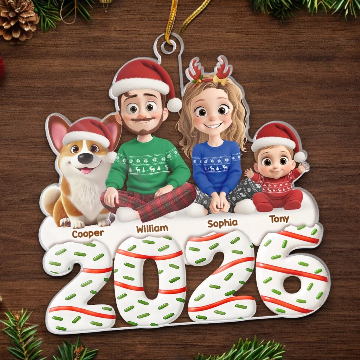Custom Acrylic Ornament - Personalized Christmas Birthday Gifts For Family, Dog Cat Lovers - Happiness Baked Into Every Moment
