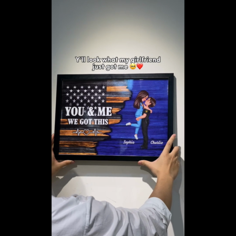 Hero Couple Nation Flag Gift by Occupation For Her, For Him - Personalized Poster - Anniversary Gift For Couple, For Dad Mom