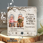 Old Couple On Rocking Chair Under Tree - Personalized Music Fridge Magnet - Anniversary Gift For Him, For Her