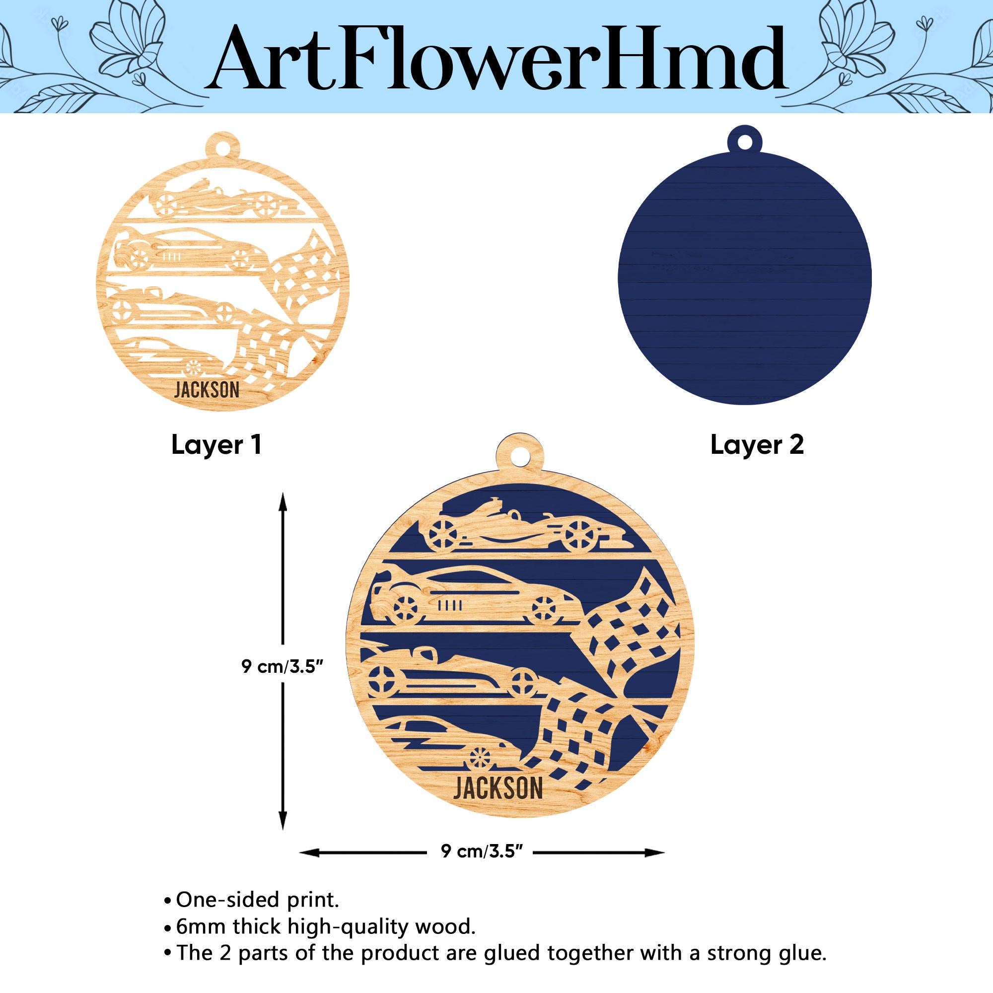 Personalized Family Layered Wood Ornament, Custom Family Name Christmas Ornament, Christmas Tree Decoration, Christmas Ornament Gift