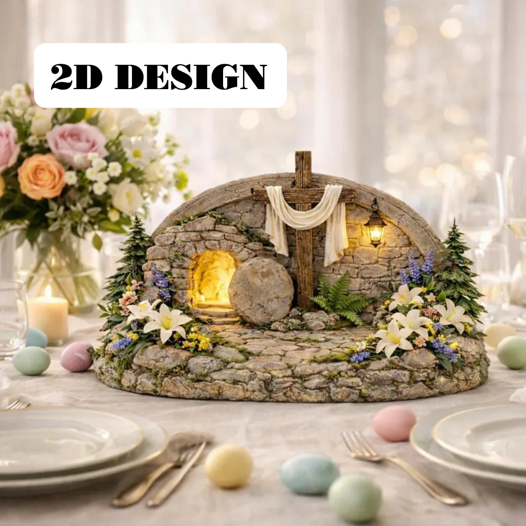 Easter Empty Tomb Resurrection 2D Figurine – Lighted Stone Grave Christian Decor