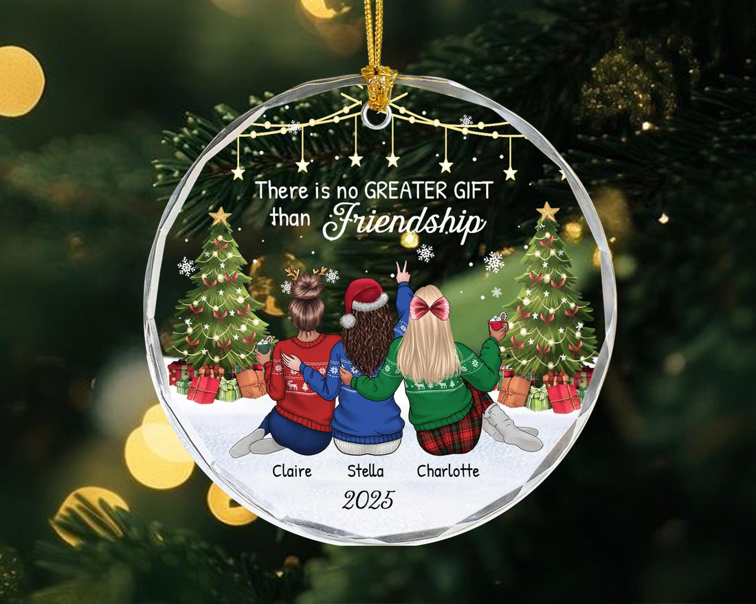 Personalized Best Friend Ornament 2025, There Is No Greater Gift Than Friendship Glass Ornament,Gift for Friend, Friends Christmas Keepsake